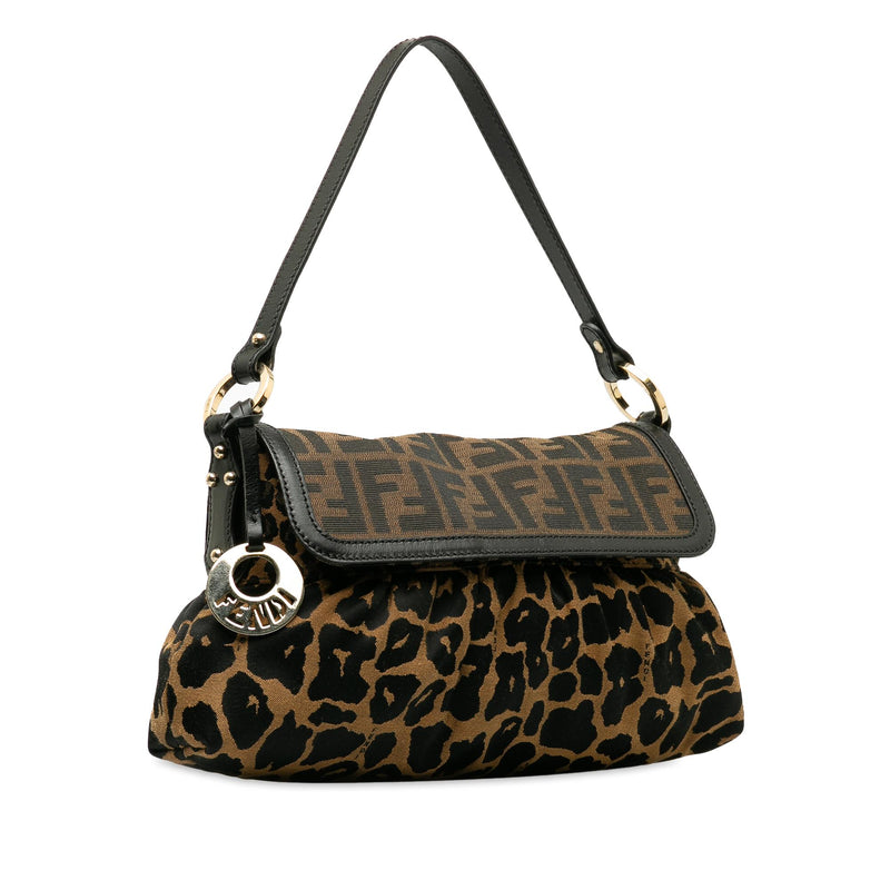 Fendi Zucca Chef Leopard Shoulder Bag (SHG-BxdWir)