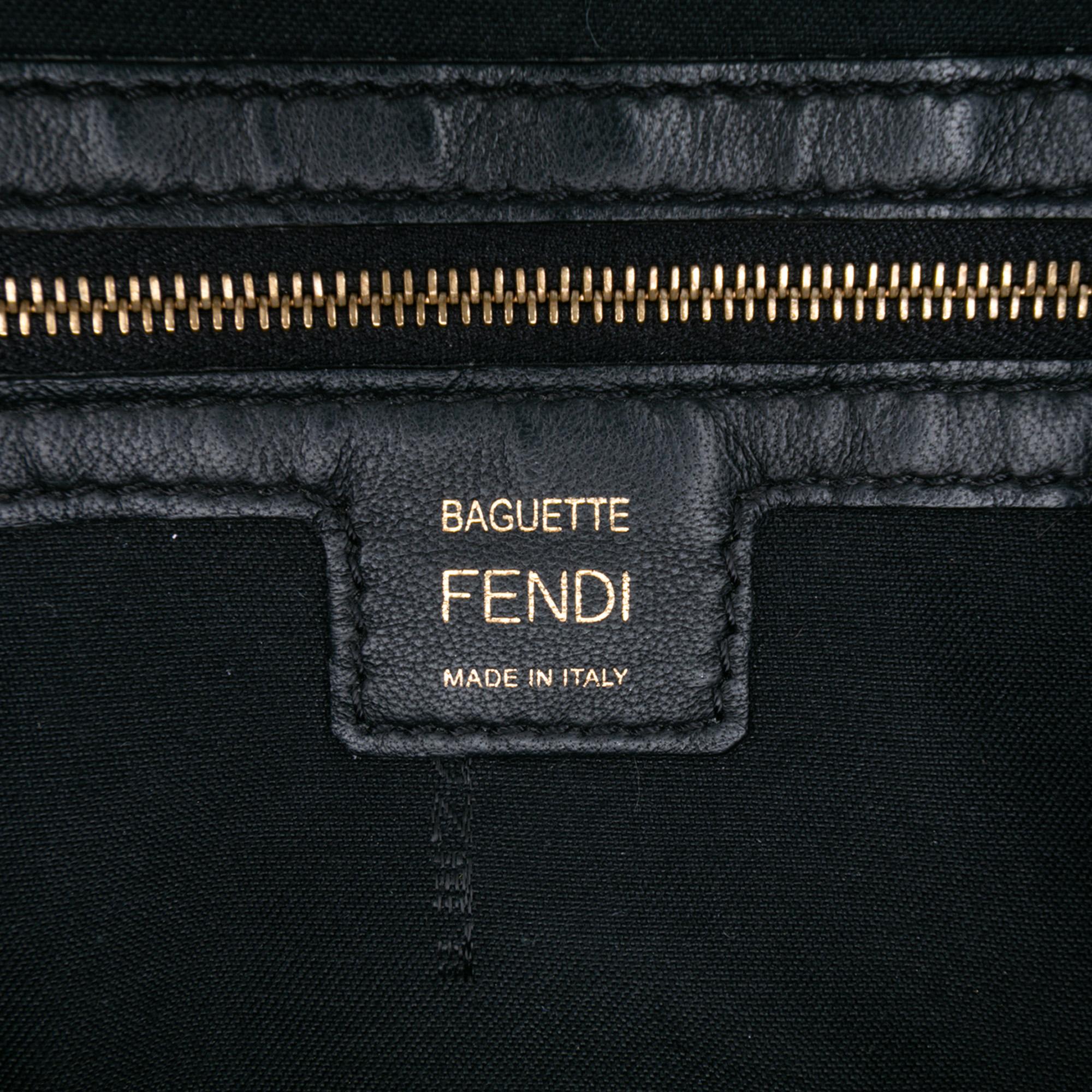 Fendi Zucca Embossed Leather Baguette Satchel