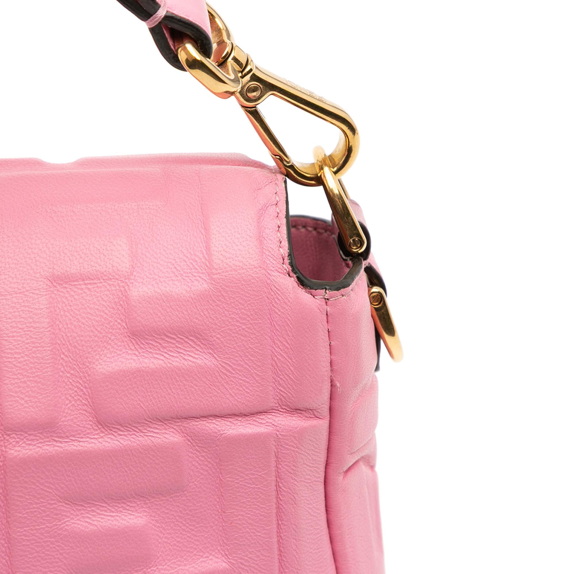 Fendi Zucca Embossed Leather Baguette Satchel