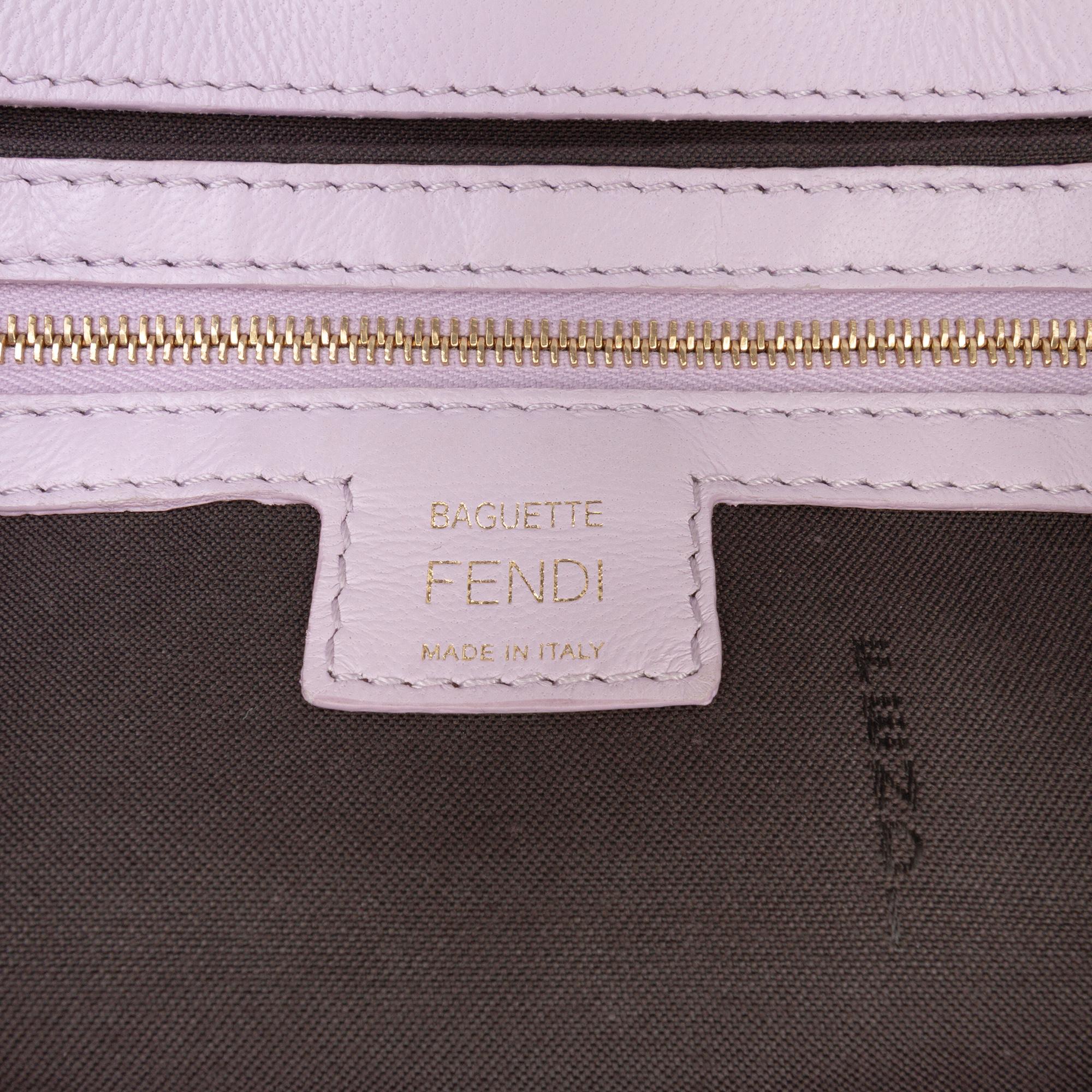 Fendi Zucca Embossed Leather Baguette Satchel