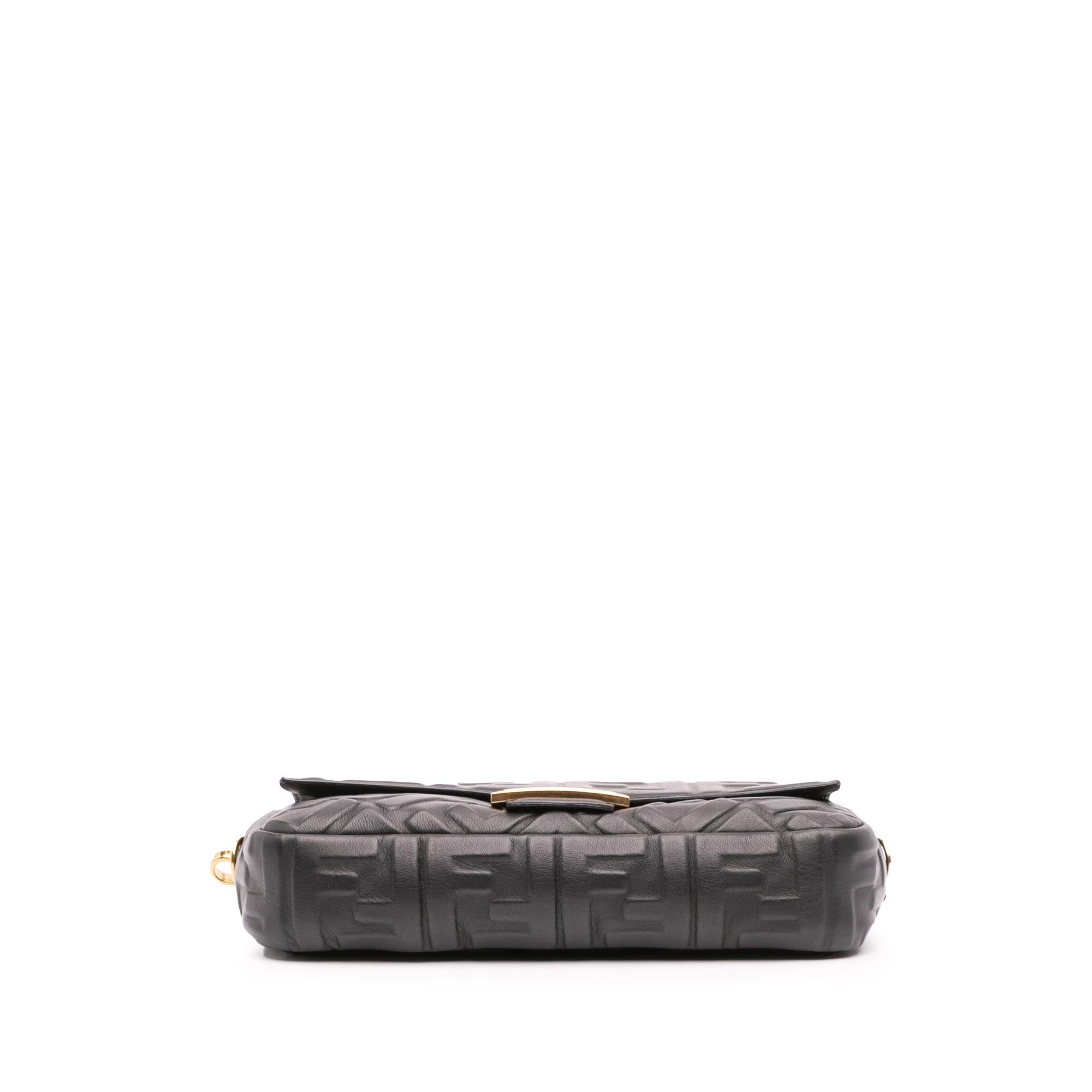 Fendi Zucca Embossed Leather Baguette Satchel