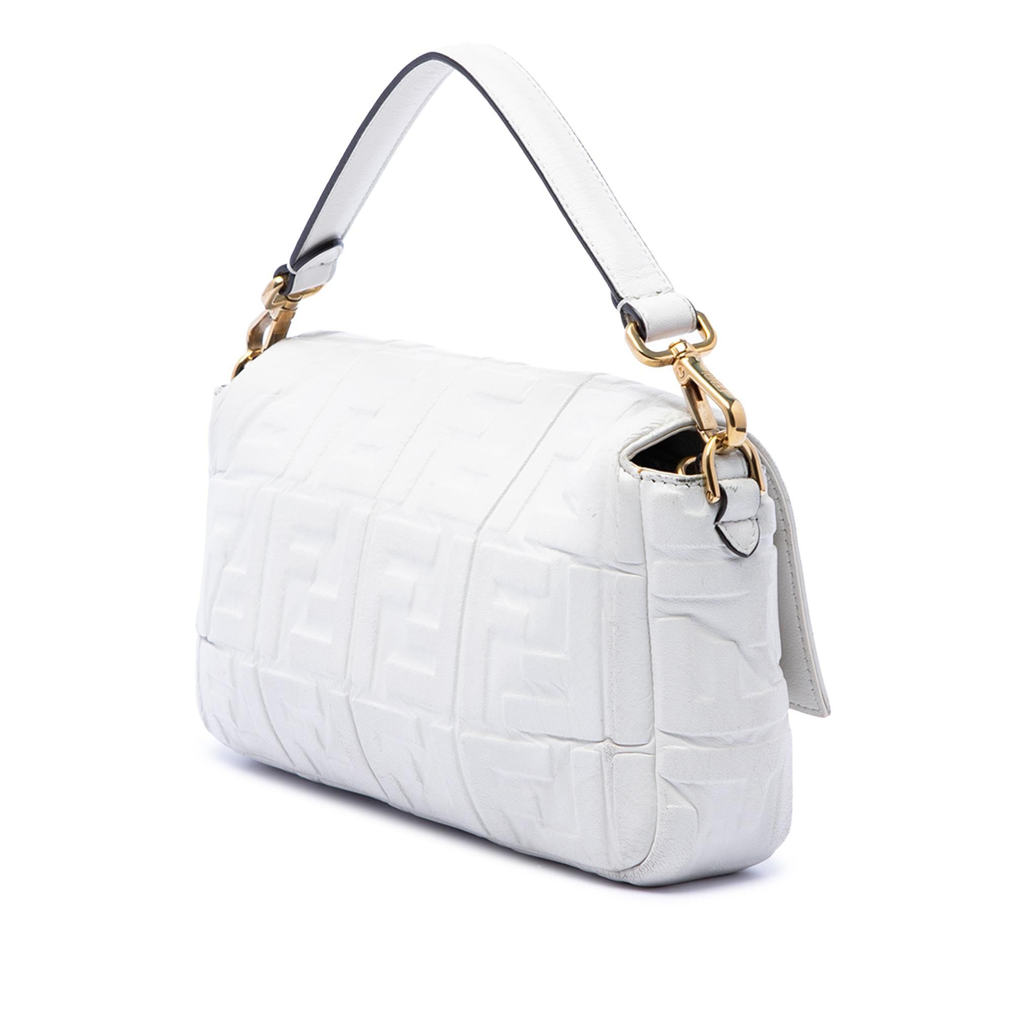 Fendi Zucca Embossed Leather Baguette Satchel