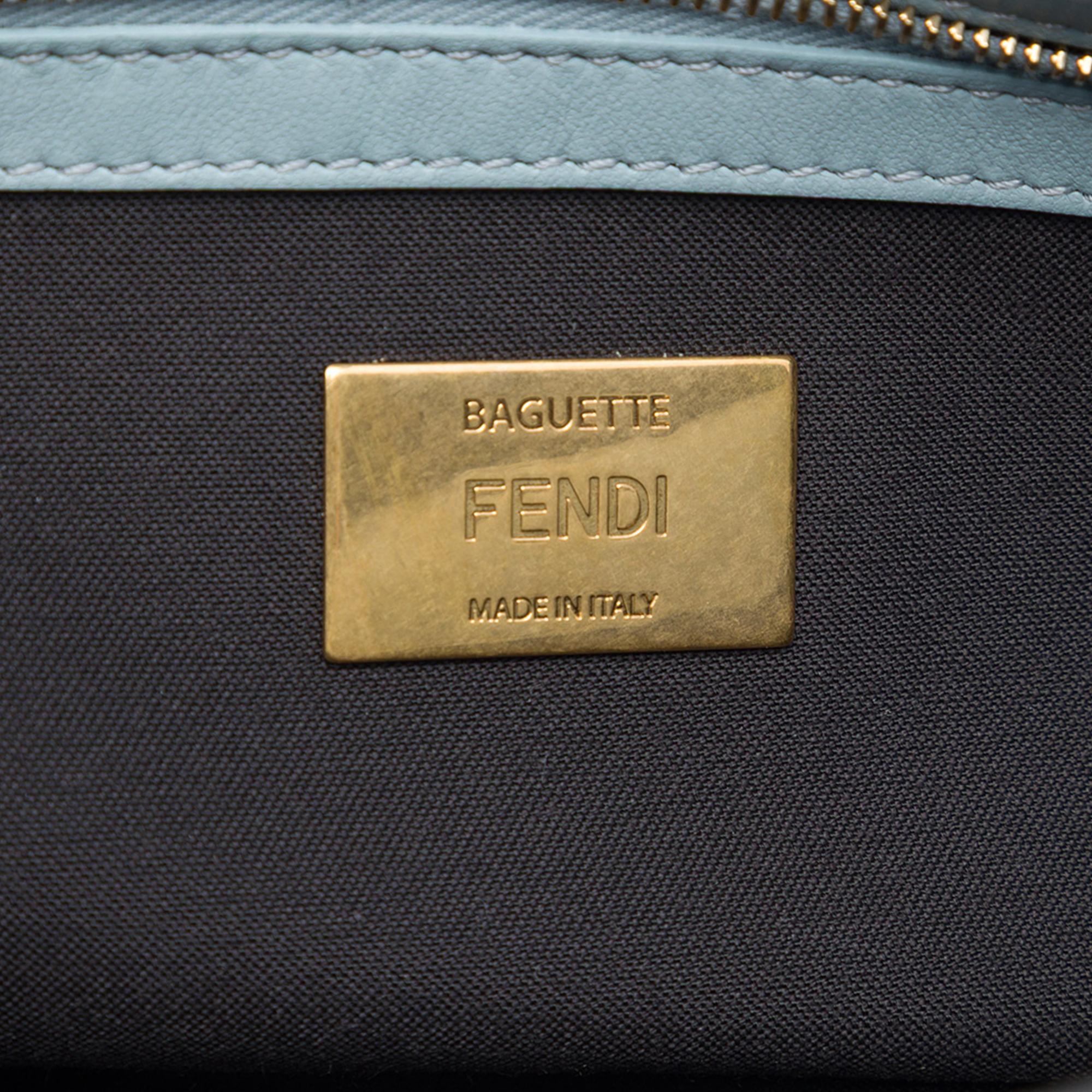 Fendi Zucca Embossed Leather Baguette Satchel