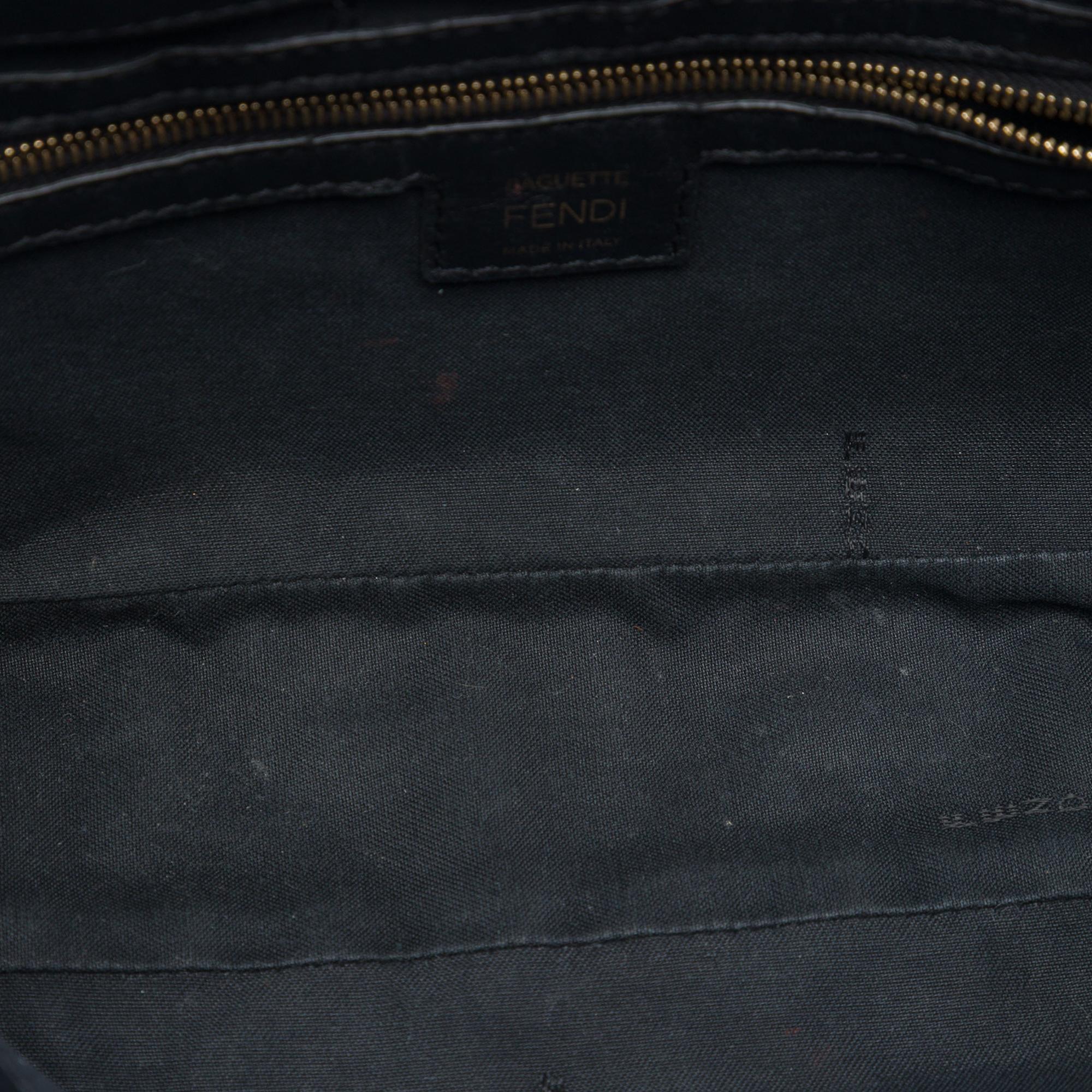 Fendi Zucca Embossed Leather Baguette Satchel