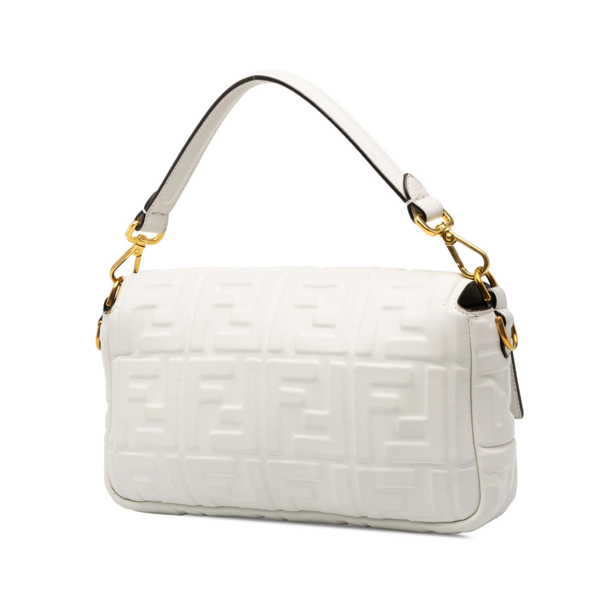 Fendi Zucca Embossed Leather Baguette Satchel