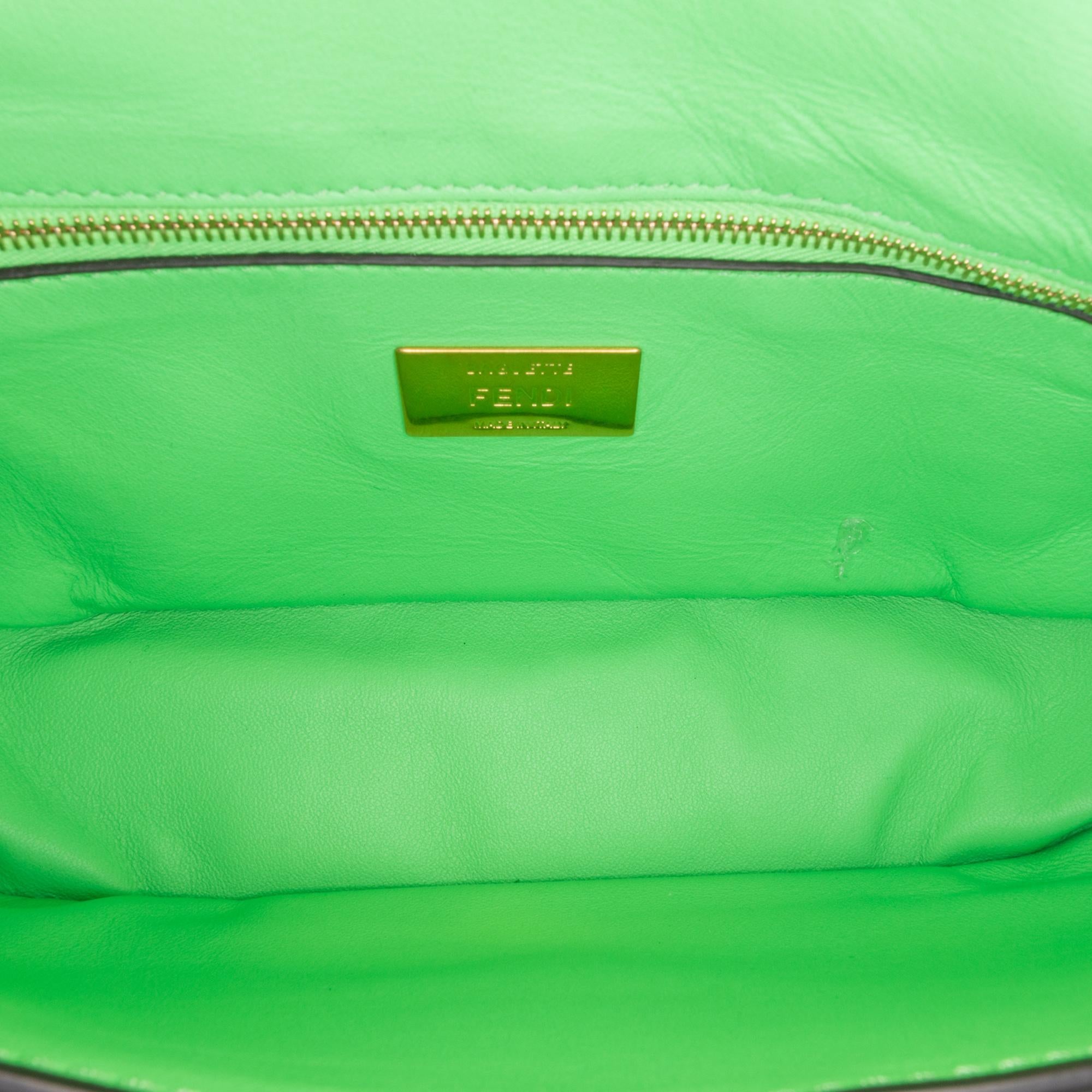 Fendi Zucca Embossed Leather Chain Midi Baguette
