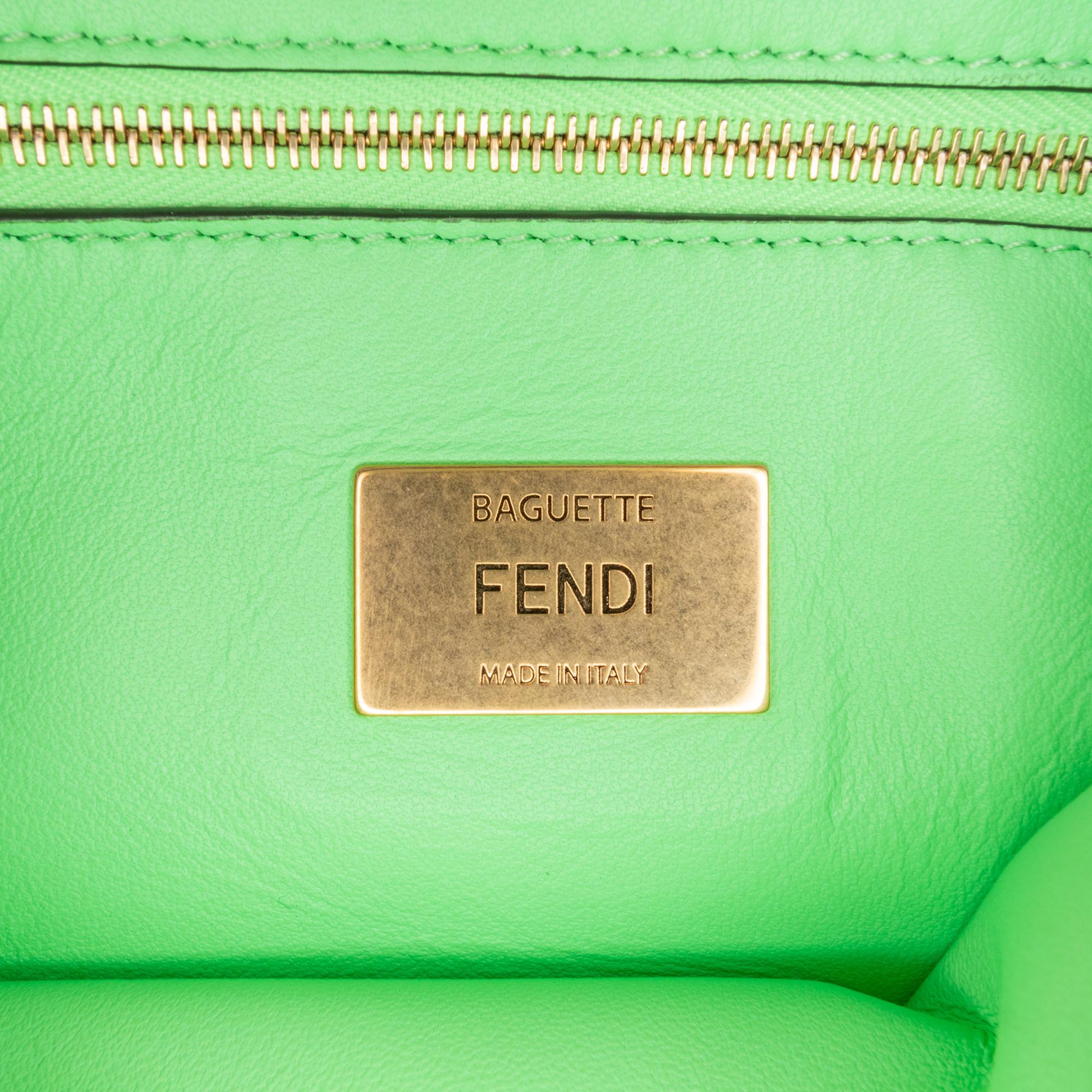 Fendi Zucca Embossed Leather Chain Midi Baguette