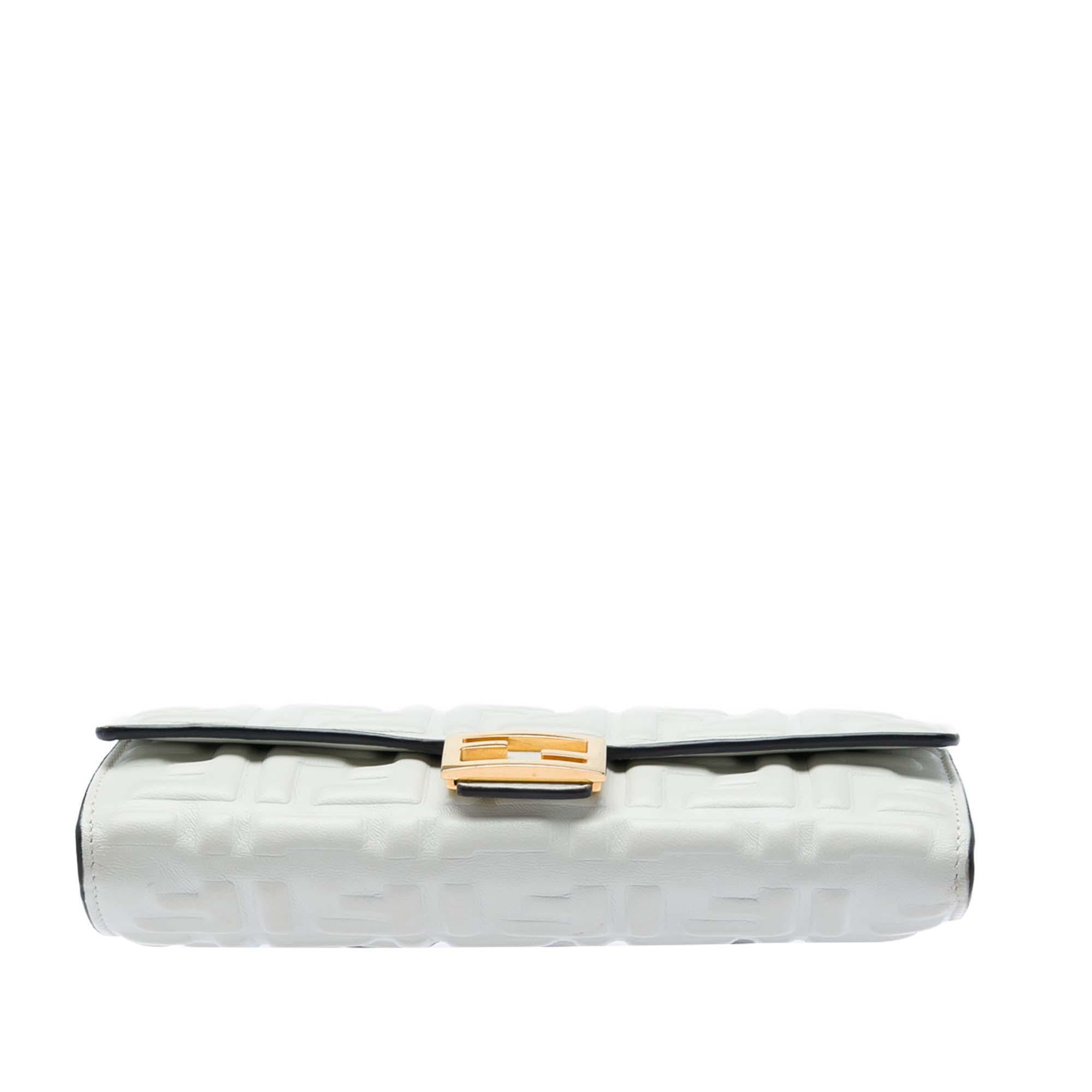 Fendi Zucca Embossed Nappa Baguette Continental Wallet With Chain