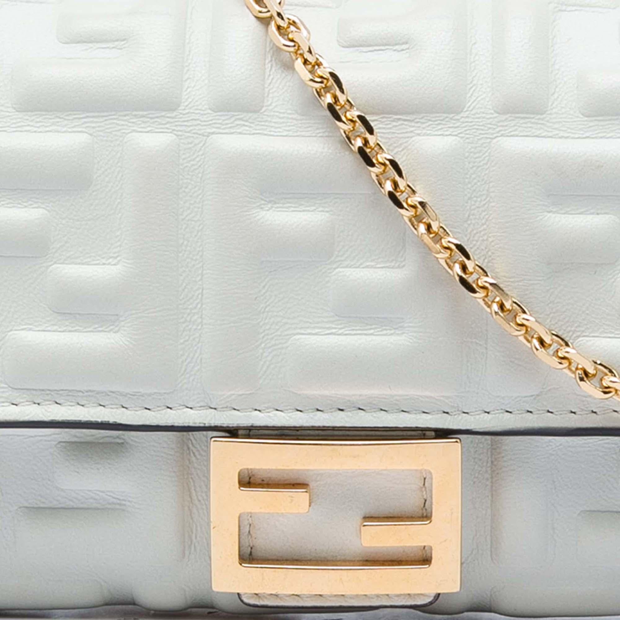 Fendi Zucca Embossed Nappa Baguette Continental Wallet With Chain