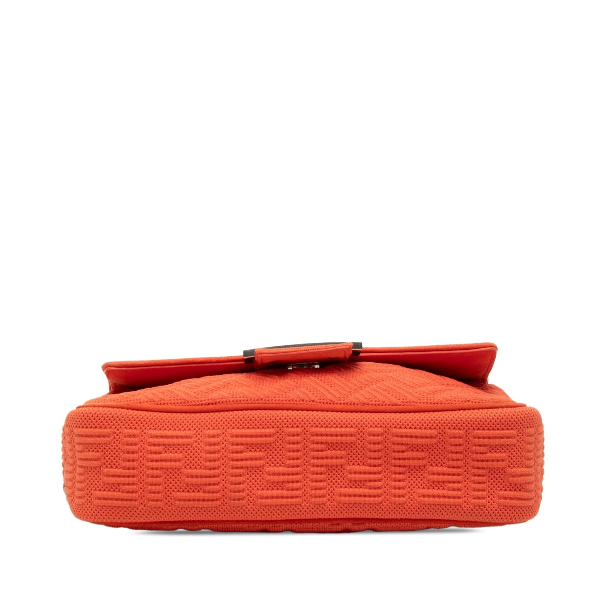 Fendi Zucca Embossed Technical Fabric Chain Midi Baguette