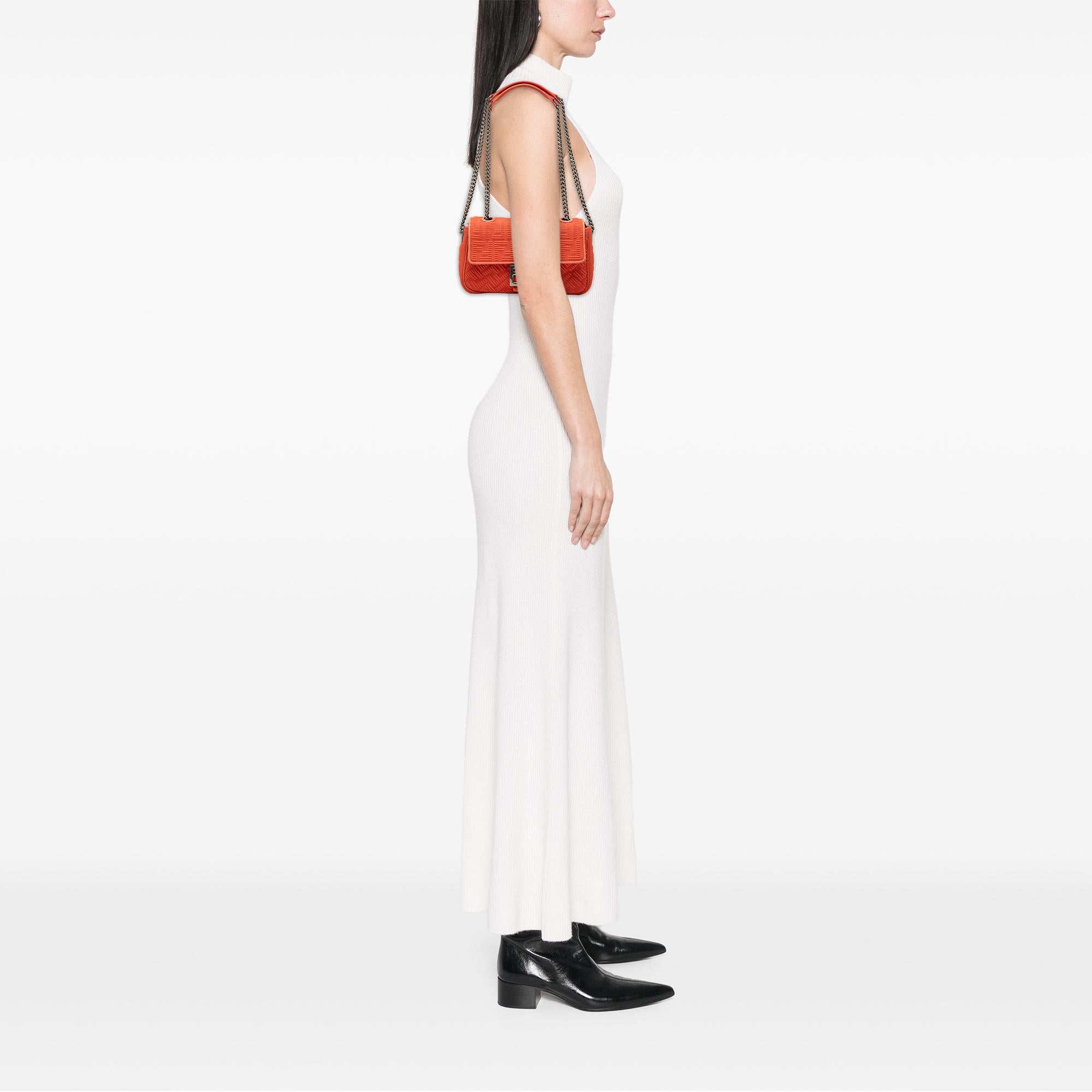 Fendi Zucca Embossed Technical Fabric Chain Midi Baguette