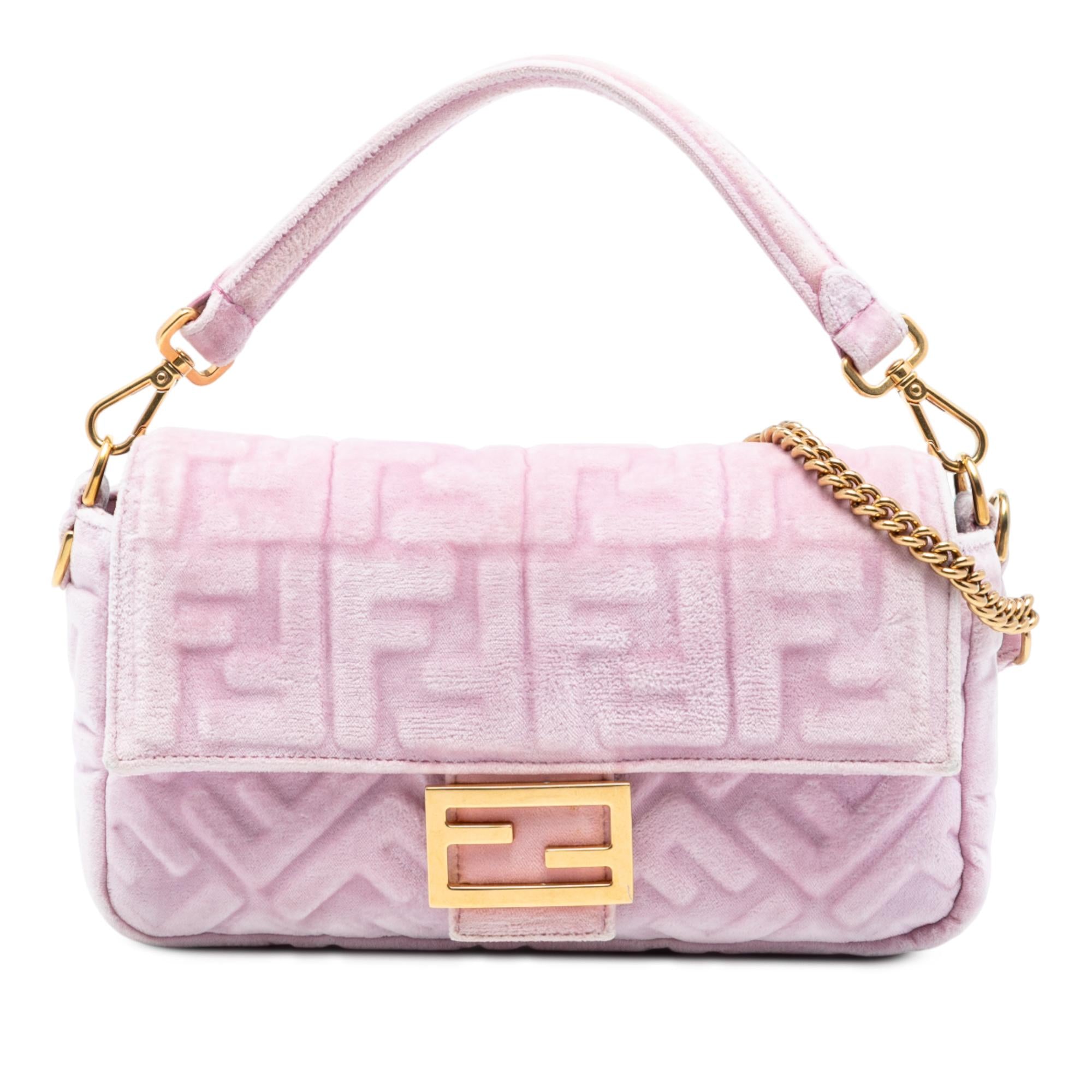Fendi Zucca Embossed Velvet Baguette Satchel
