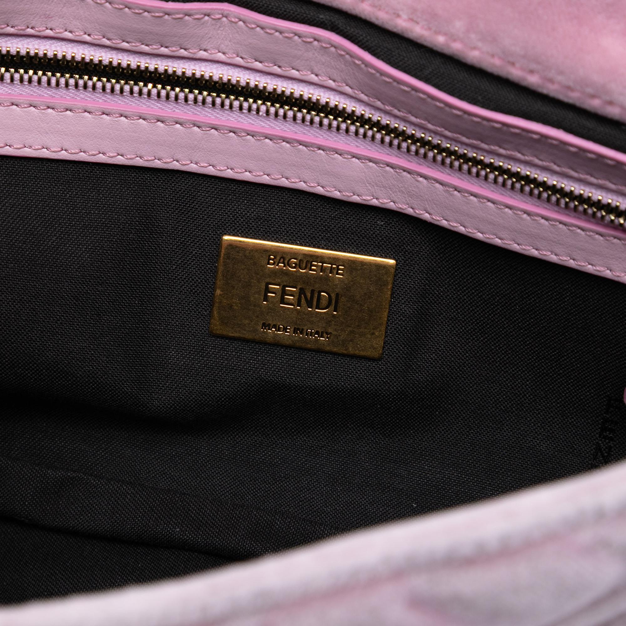Fendi Zucca Embossed Velvet Baguette Satchel