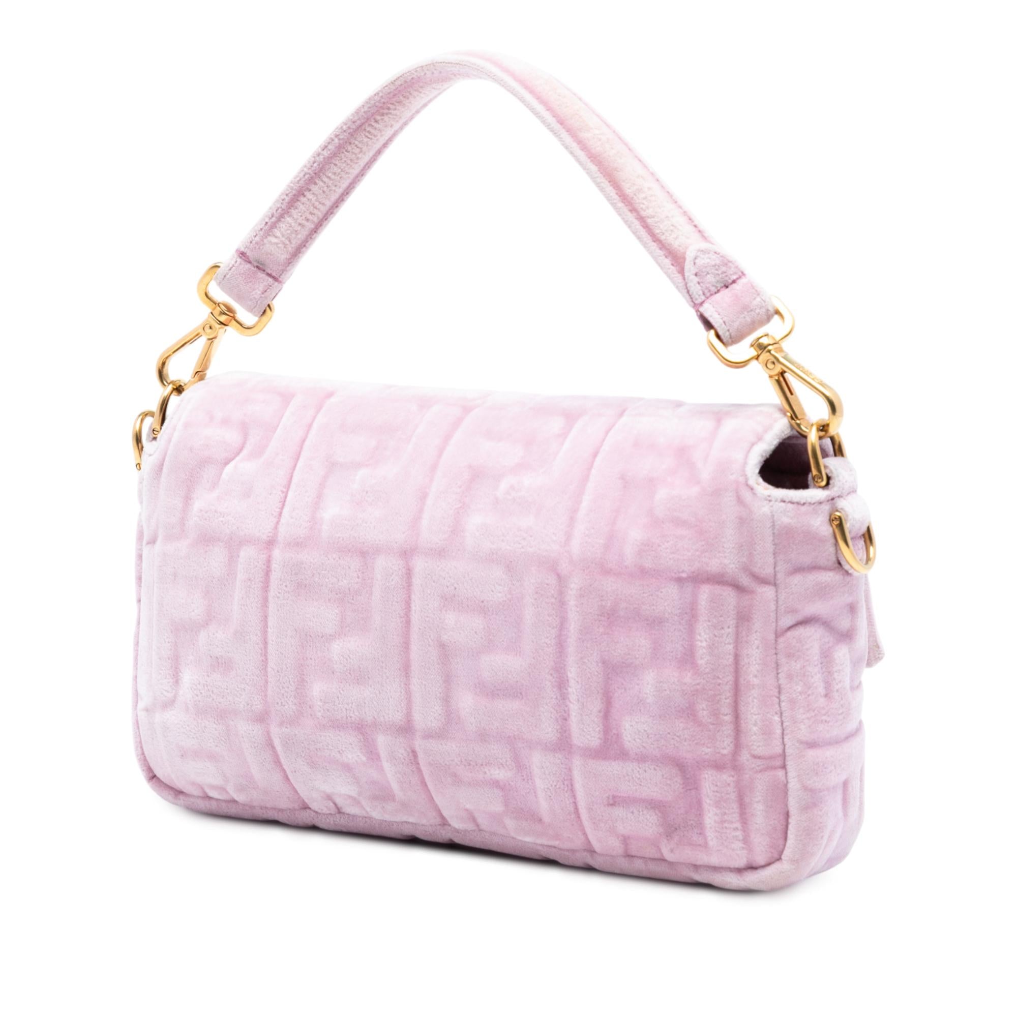 Fendi Zucca Embossed Velvet Baguette Satchel