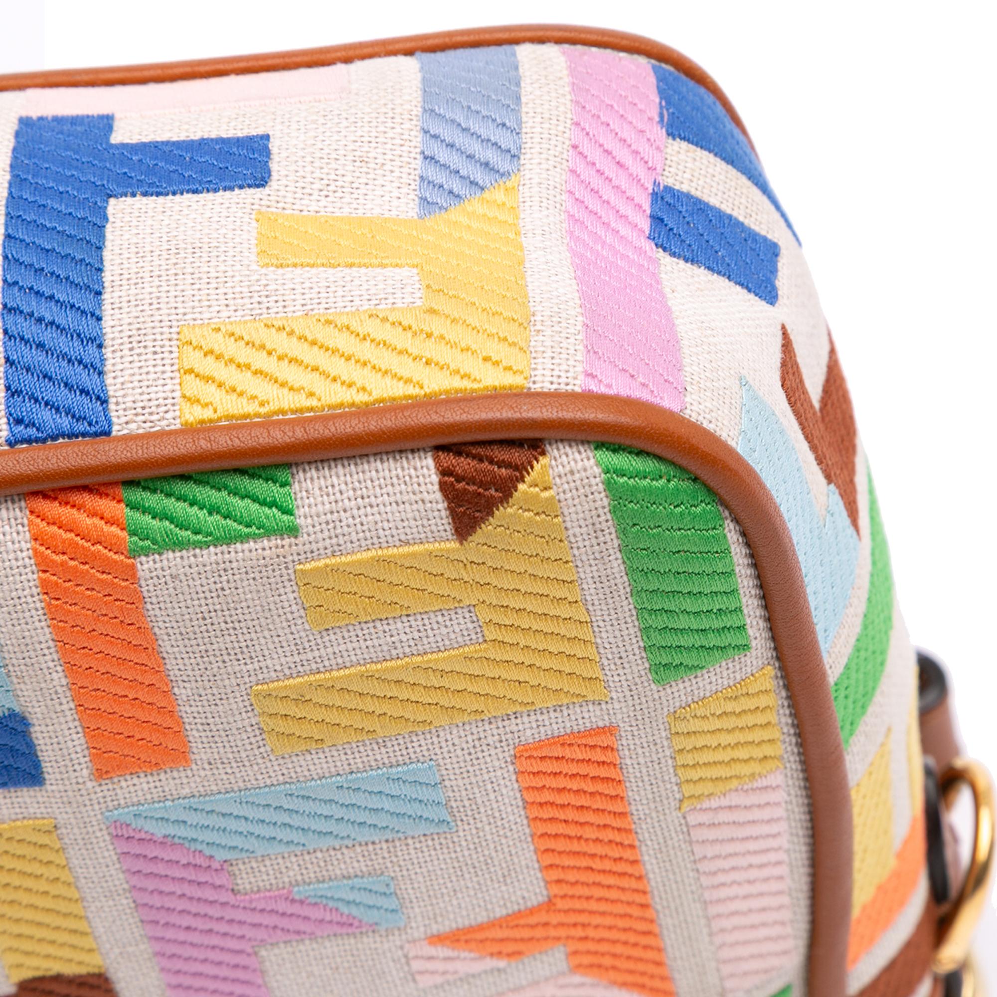 Fendi Zucca Embroidered Canvas Baguette Satchel
