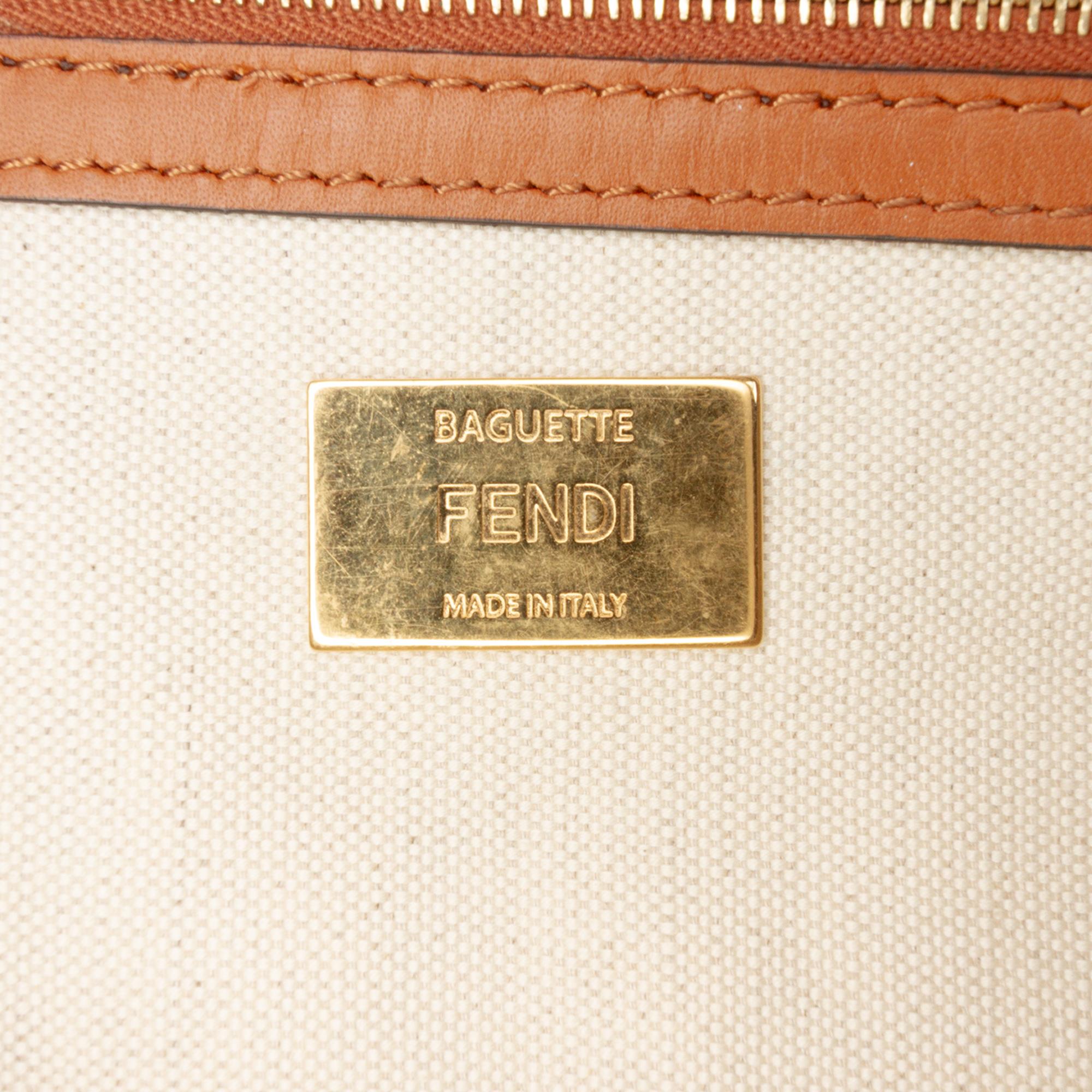 Fendi Zucca Embroidered Canvas Baguette Satchel
