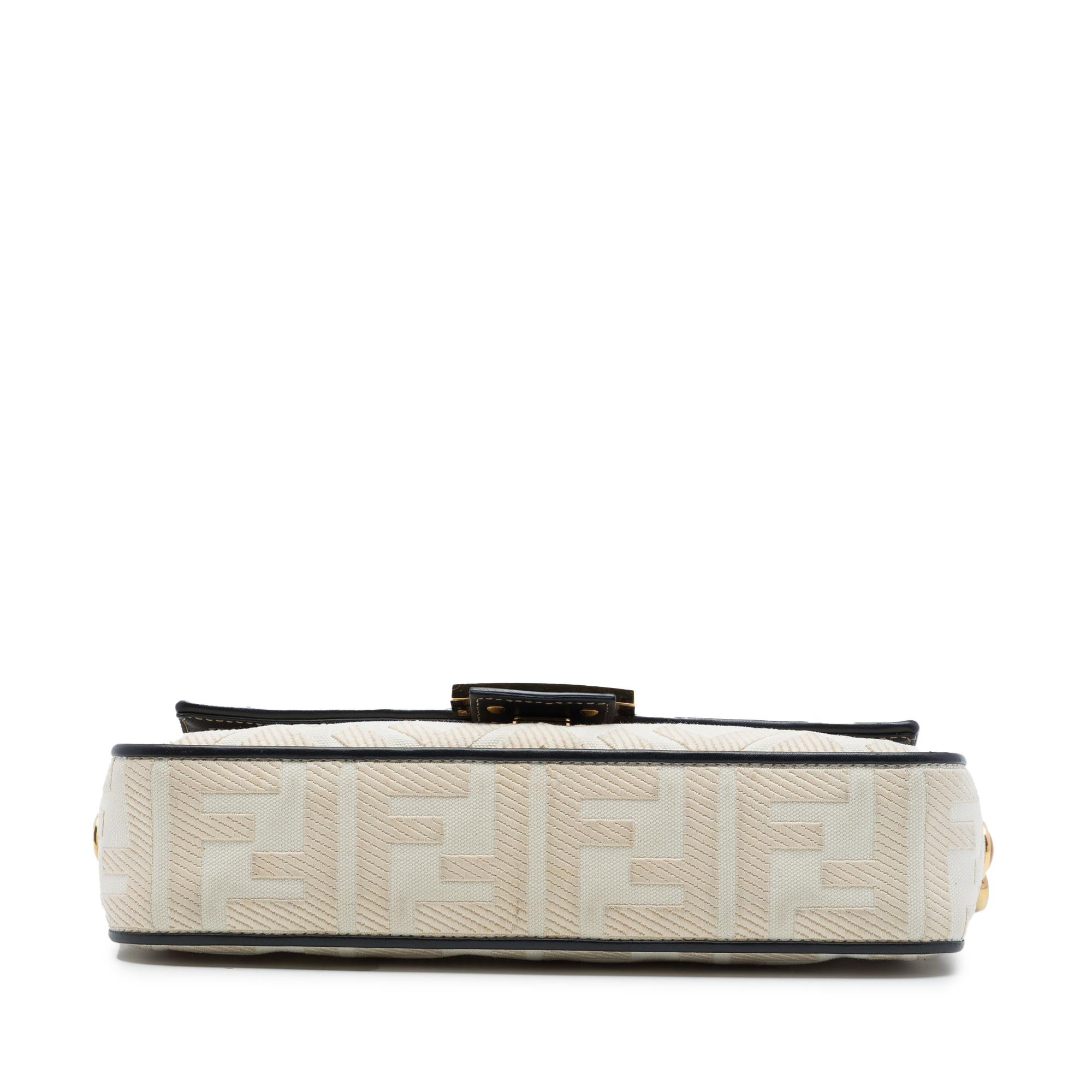 Fendi Zucca Embroidered Canvas Baguette Satchel