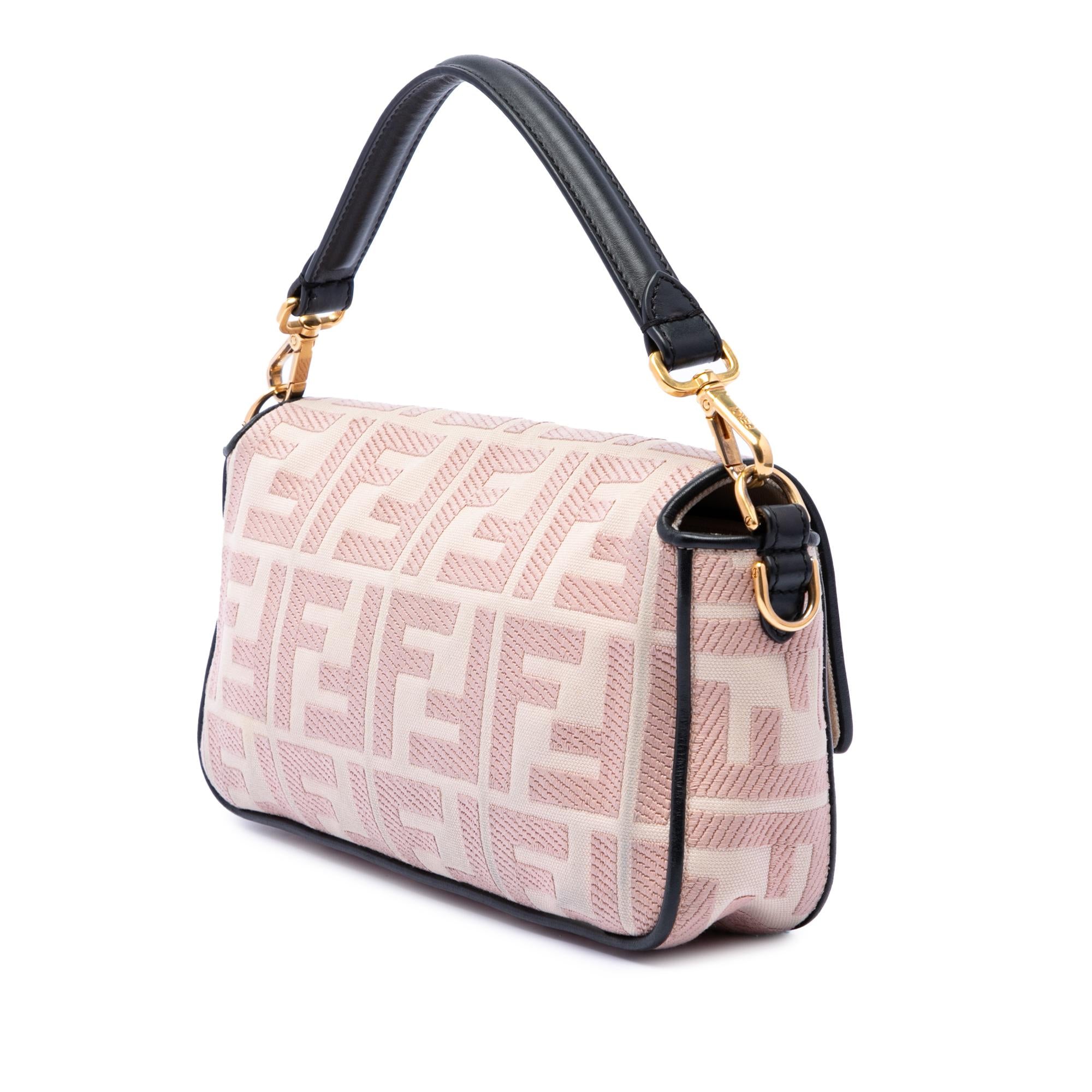 Fendi Zucca Embroidered Canvas Baguette Satchel