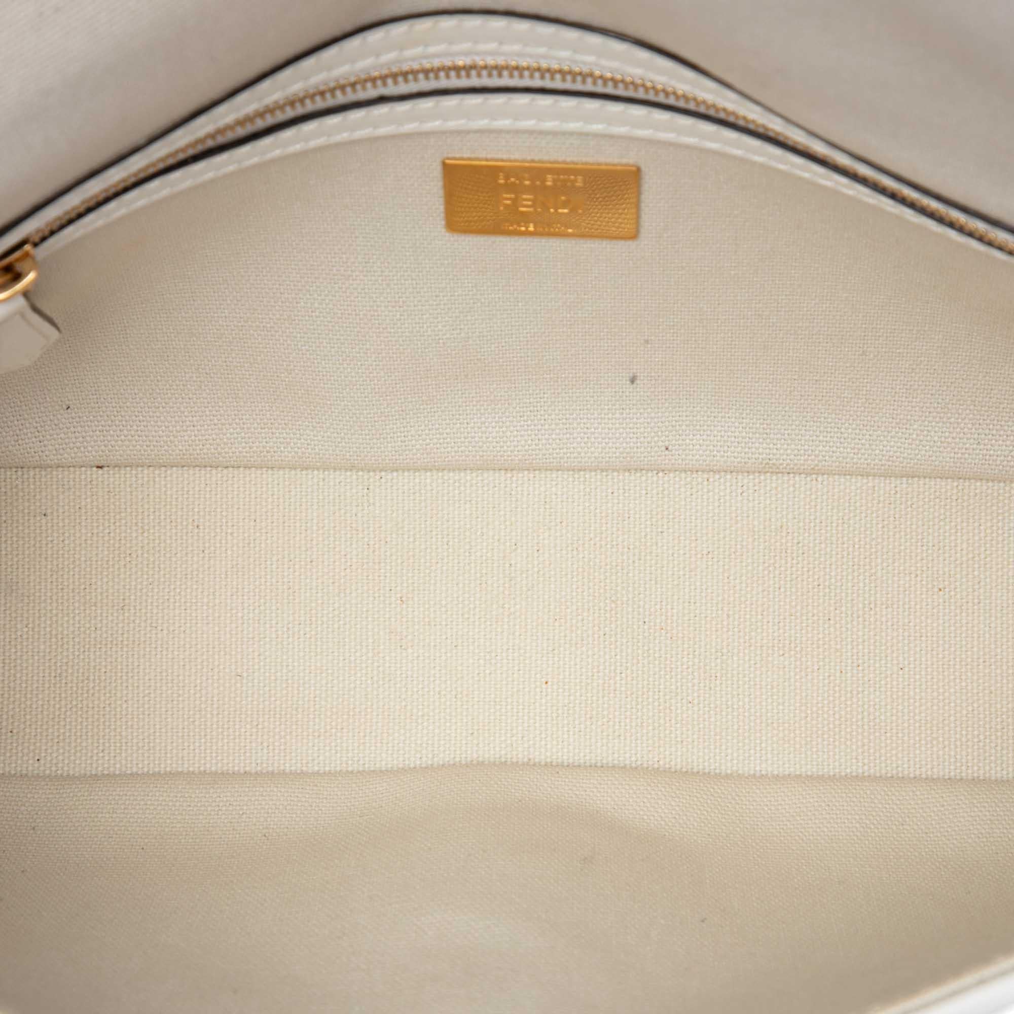 Fendi Zucca Embroidered Canvas Baguette Satchel