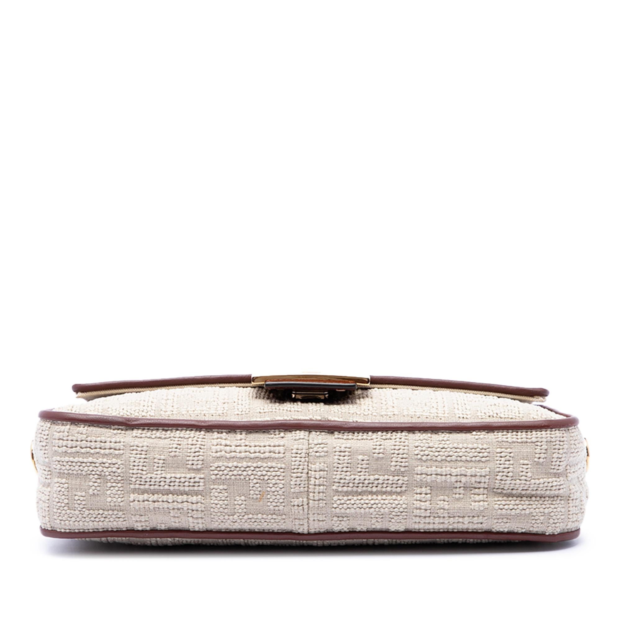 Fendi Zucca Embroidered Canvas Baguette Satchel