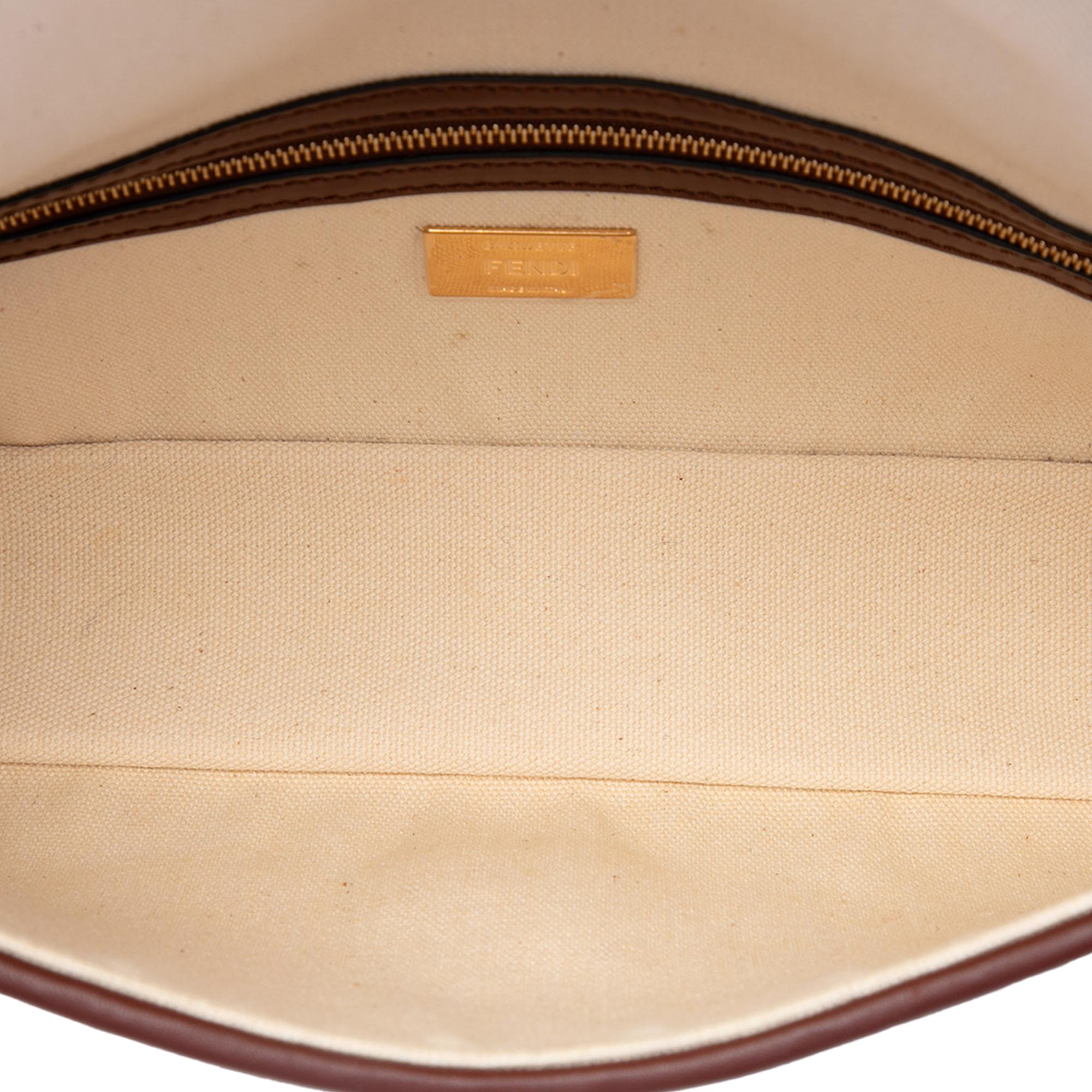 Fendi Zucca Embroidered Canvas Baguette Satchel