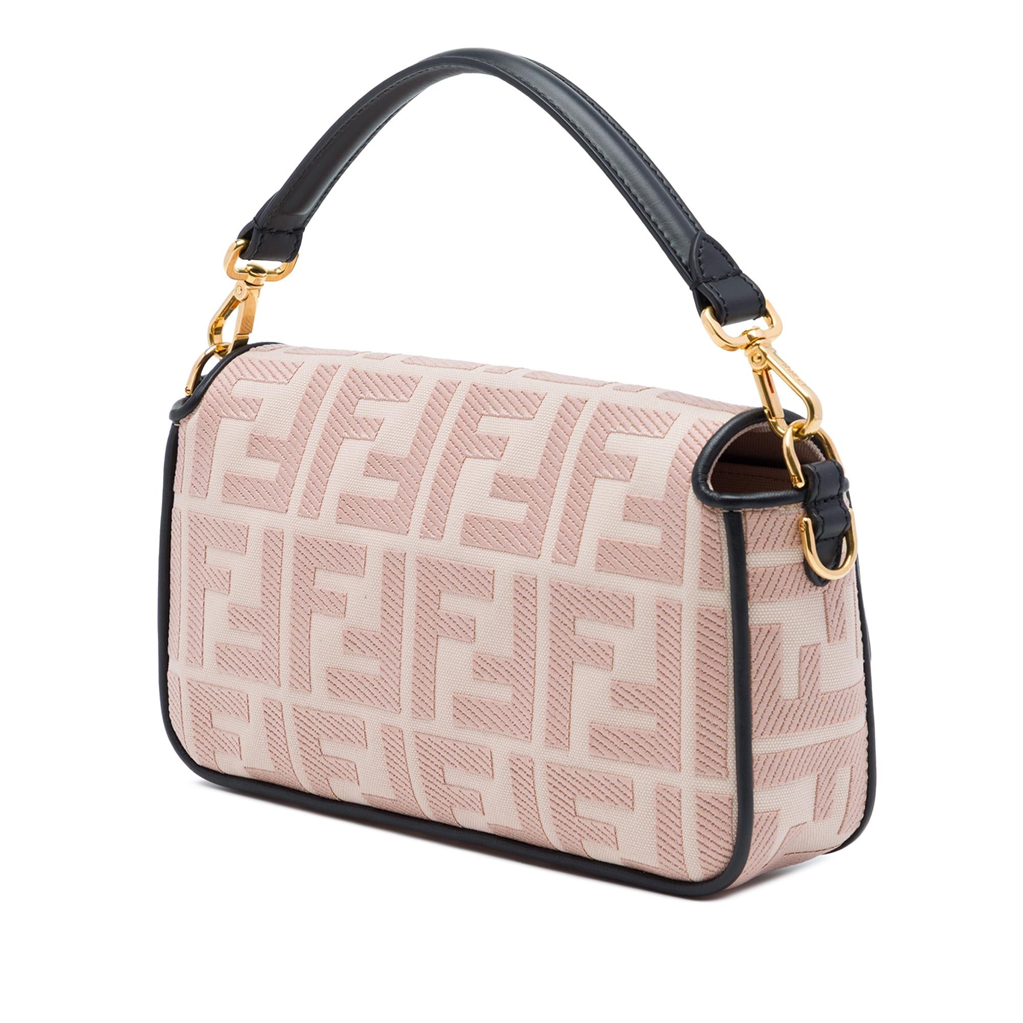 Fendi Zucca Embroidered Canvas Baguette Satchel