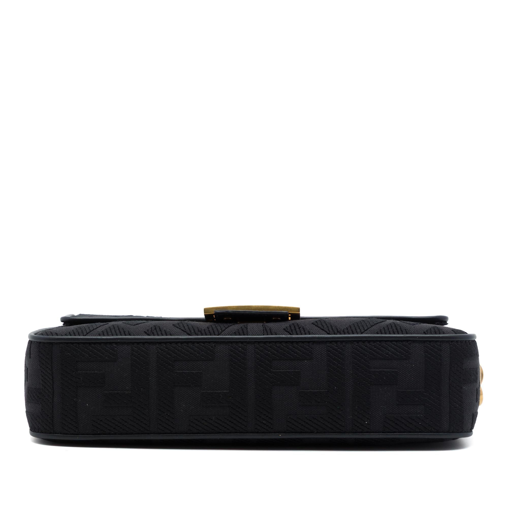 Fendi Zucca Embroidered Canvas Baguette Satchel