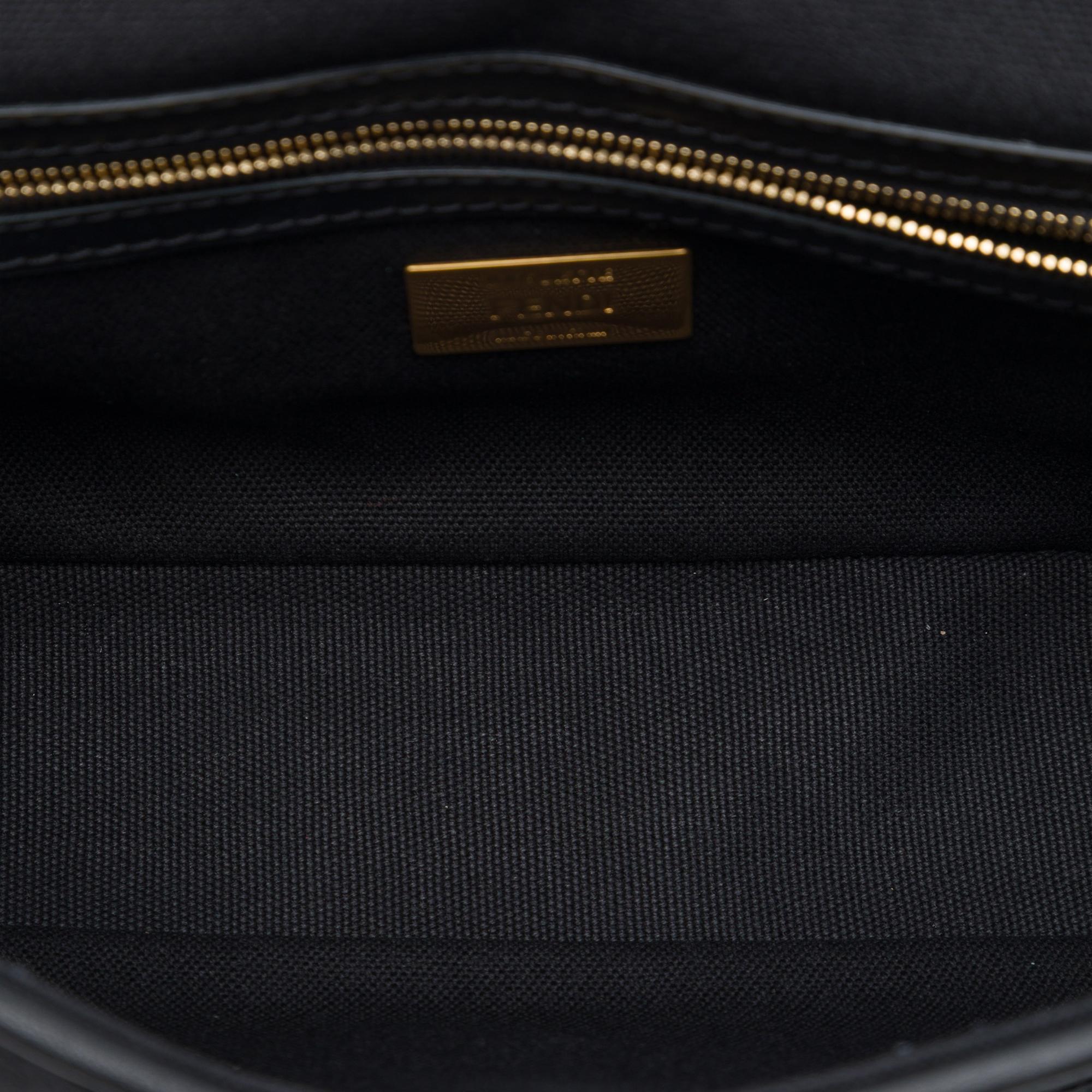 Fendi Zucca Embroidered Canvas Baguette Satchel