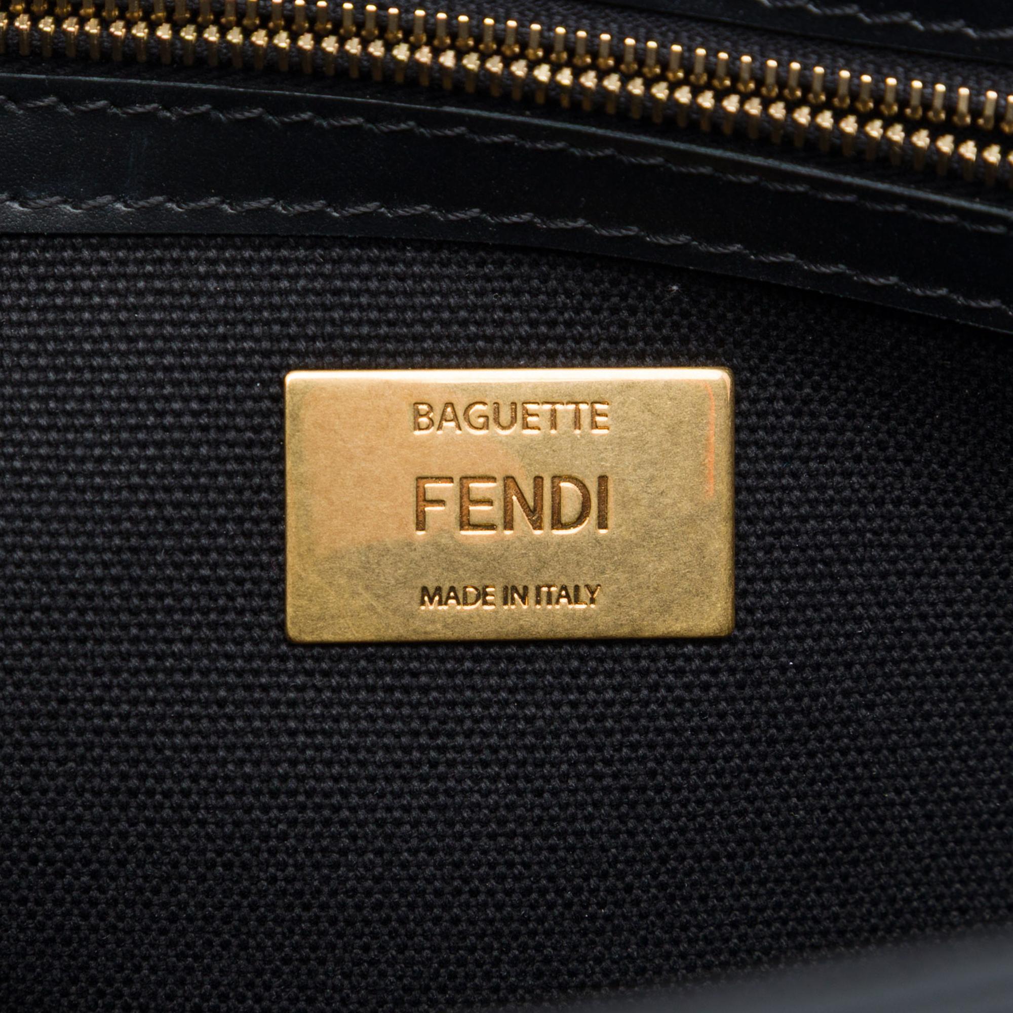 Fendi Zucca Embroidered Canvas Baguette Satchel