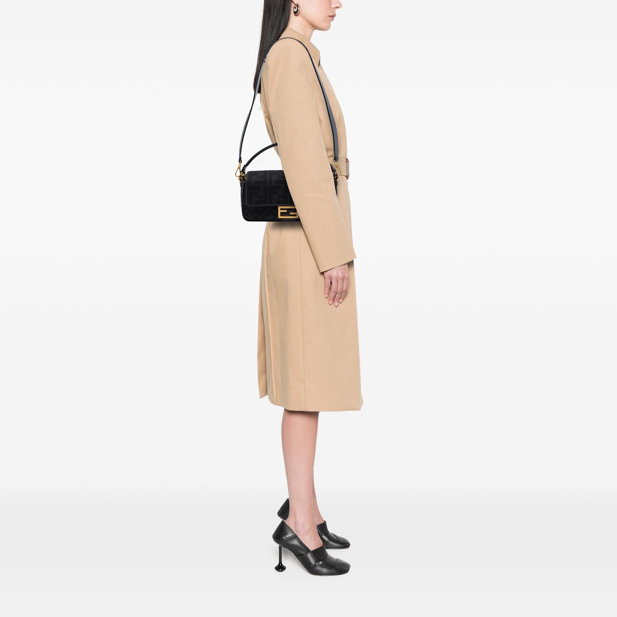 Fendi Zucca Embroidered Canvas Baguette Satchel