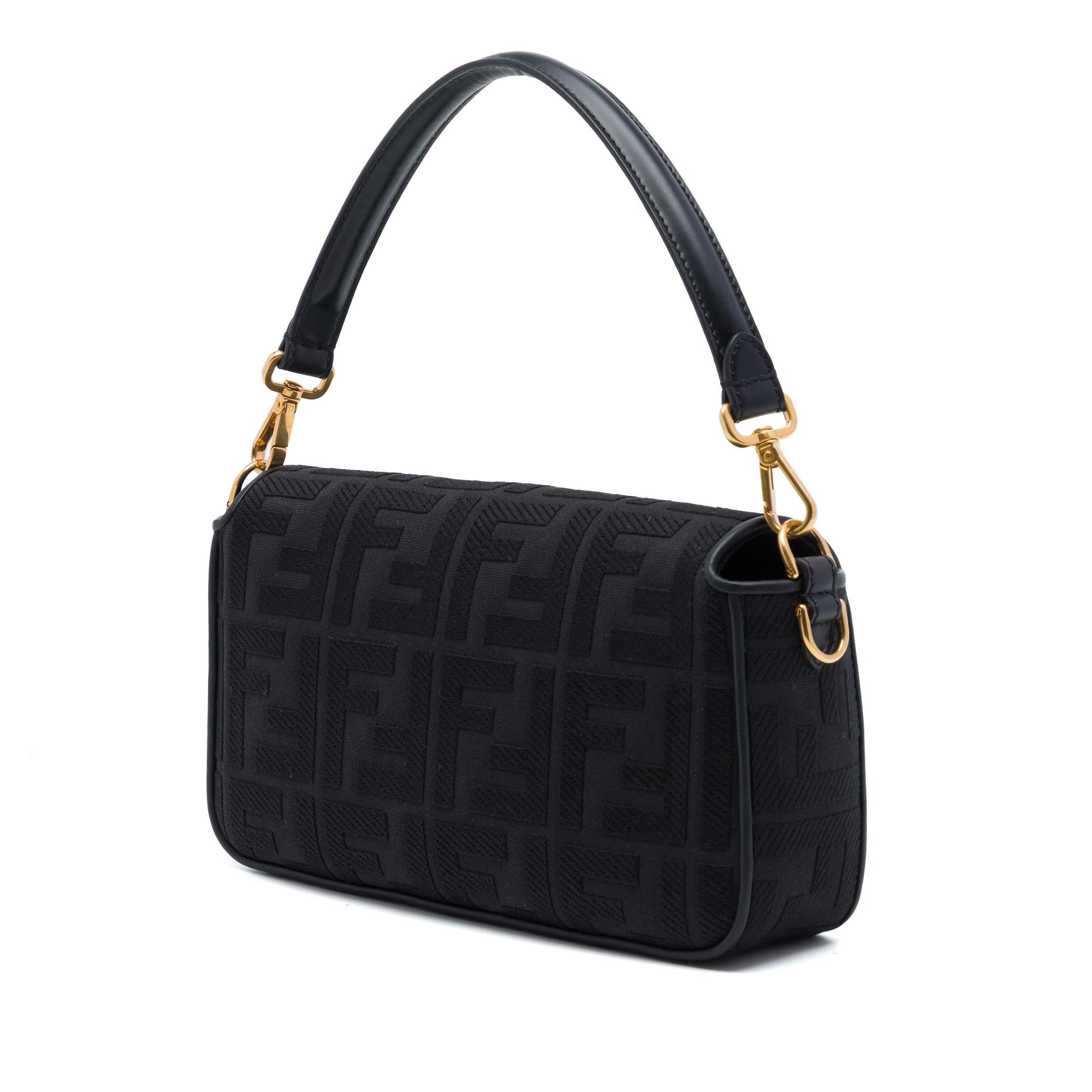 Fendi Zucca Embroidered Canvas Baguette Satchel