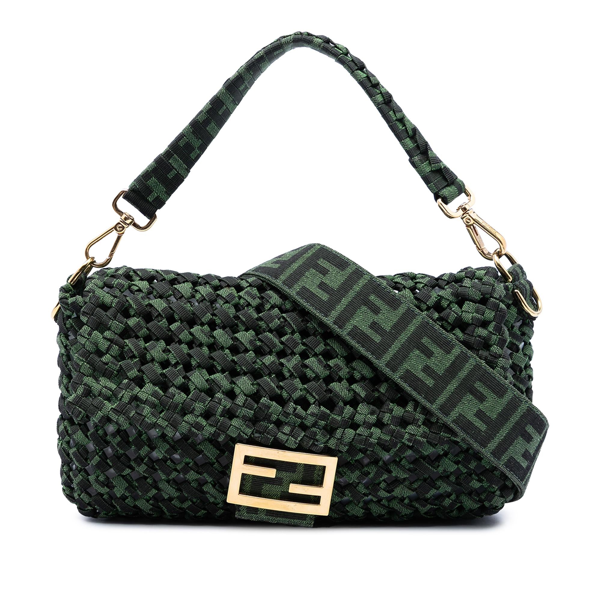 Fendi Zucca Interlaced Jacquard Baguette Satchel