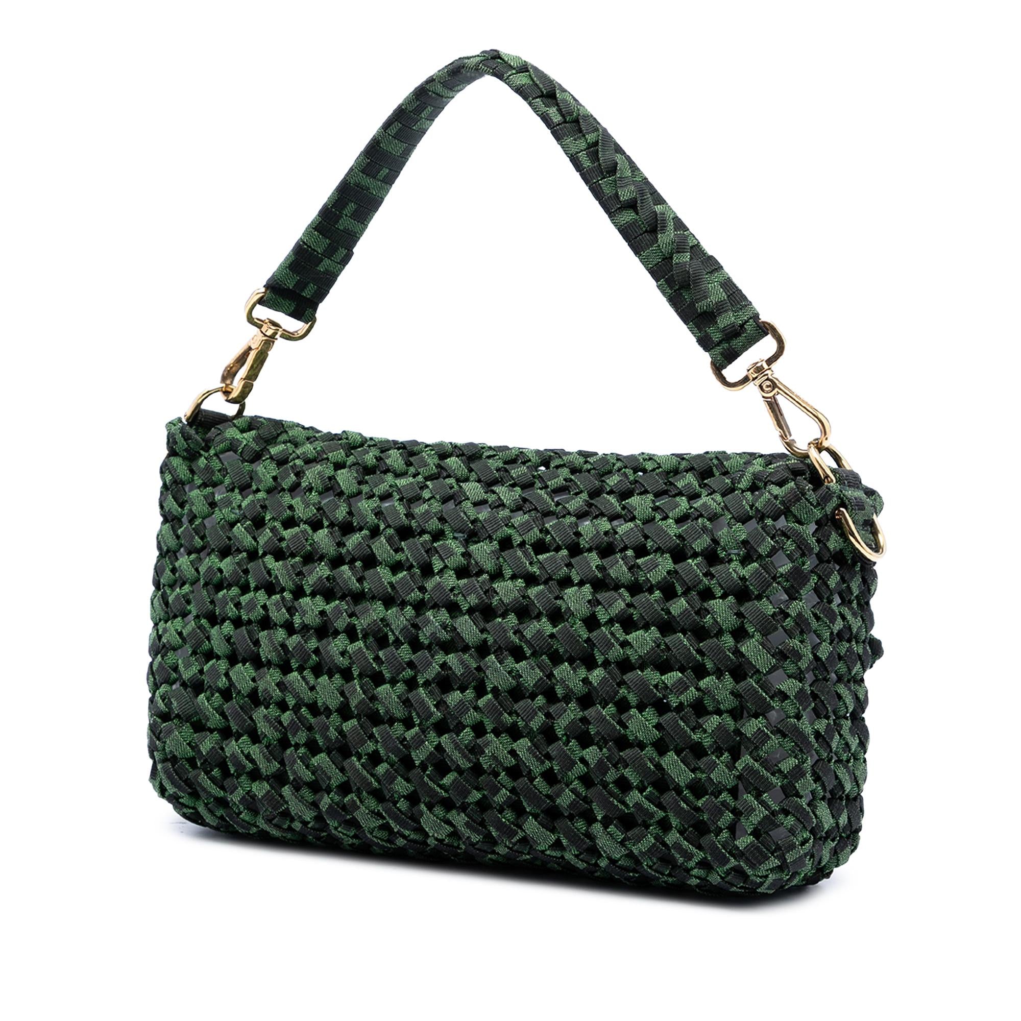 Fendi Zucca Interlaced Jacquard Baguette Satchel