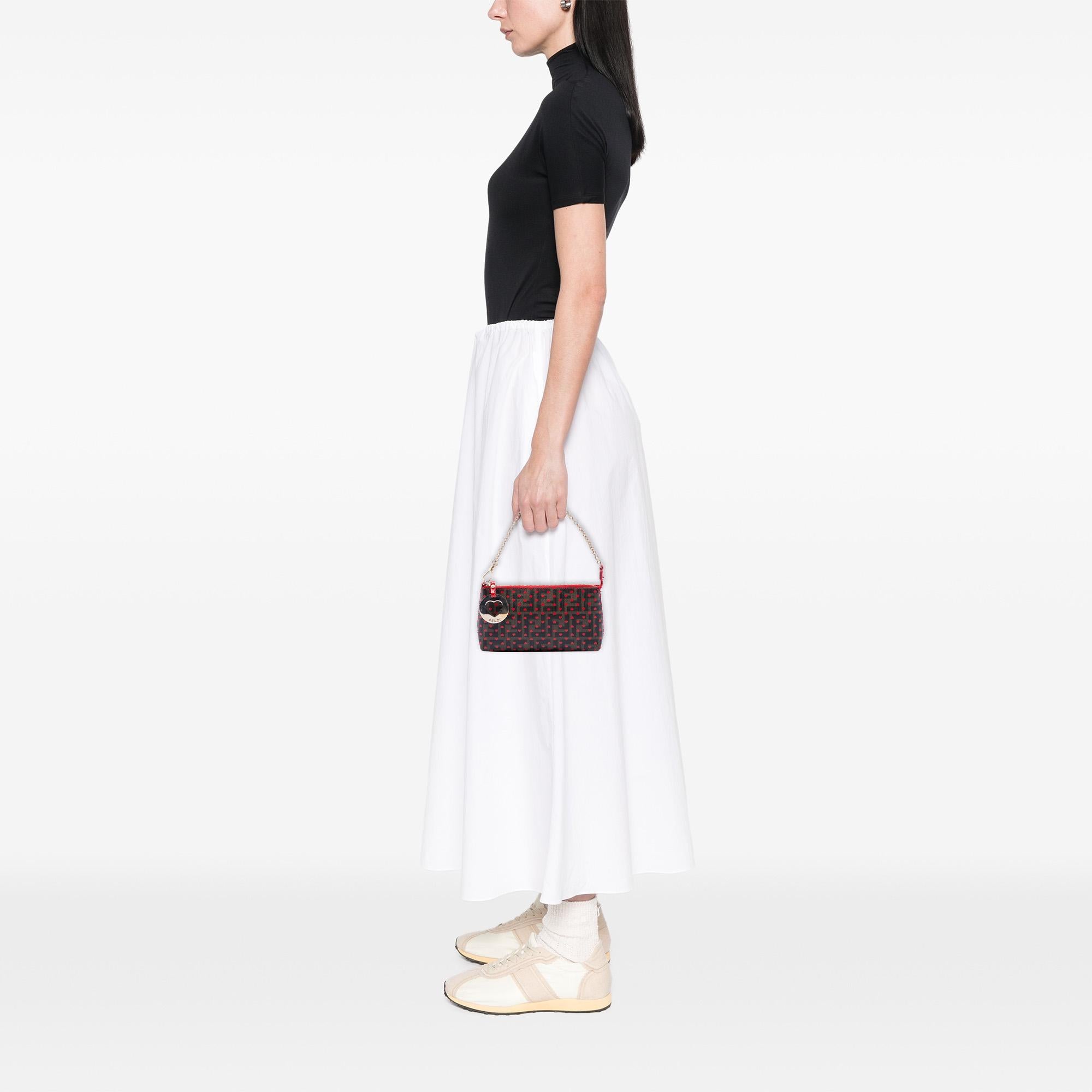 Fendi Zucca Spalmati Hearts Chain Pochette