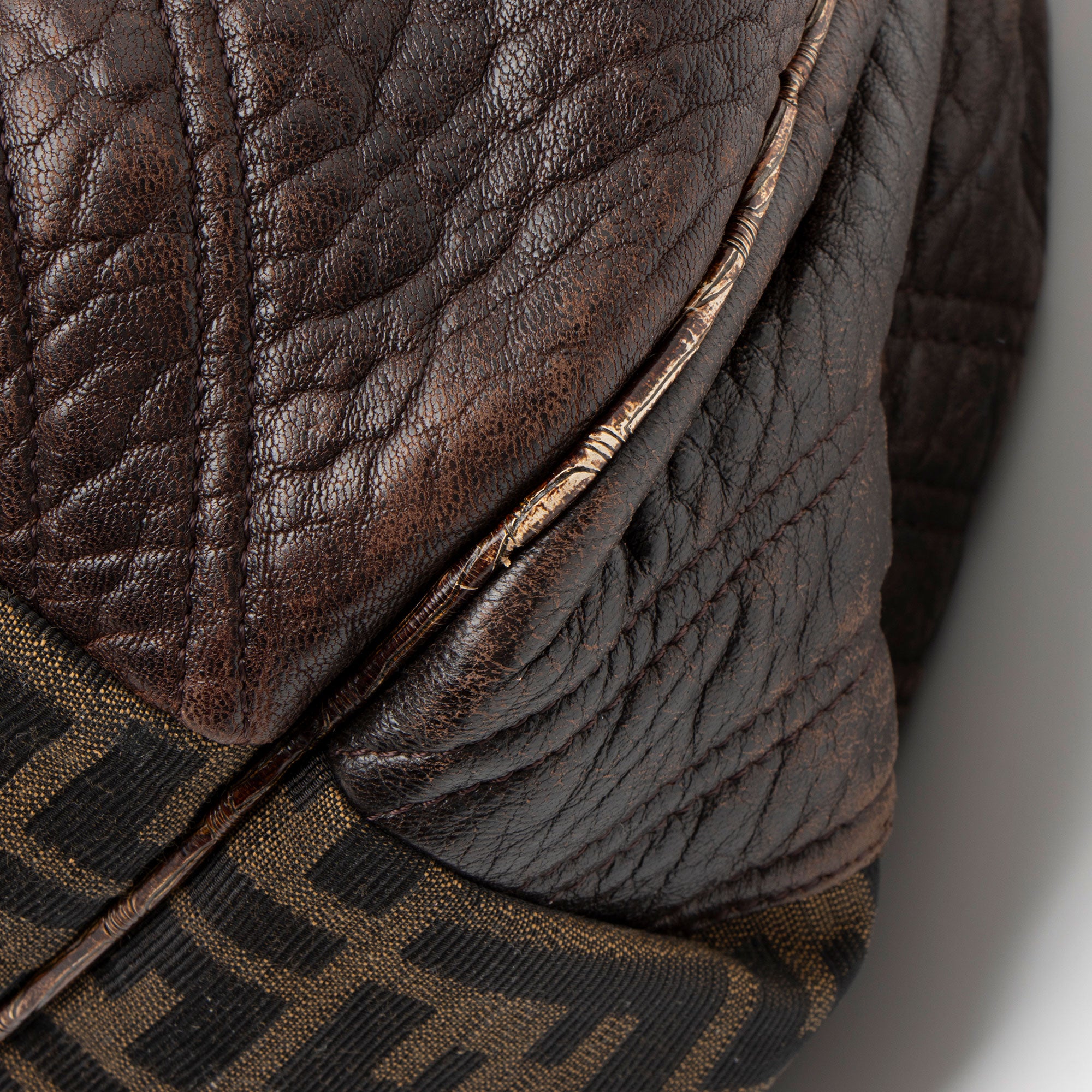 Fendi Zucca Tortuga Leather Spy Satchel