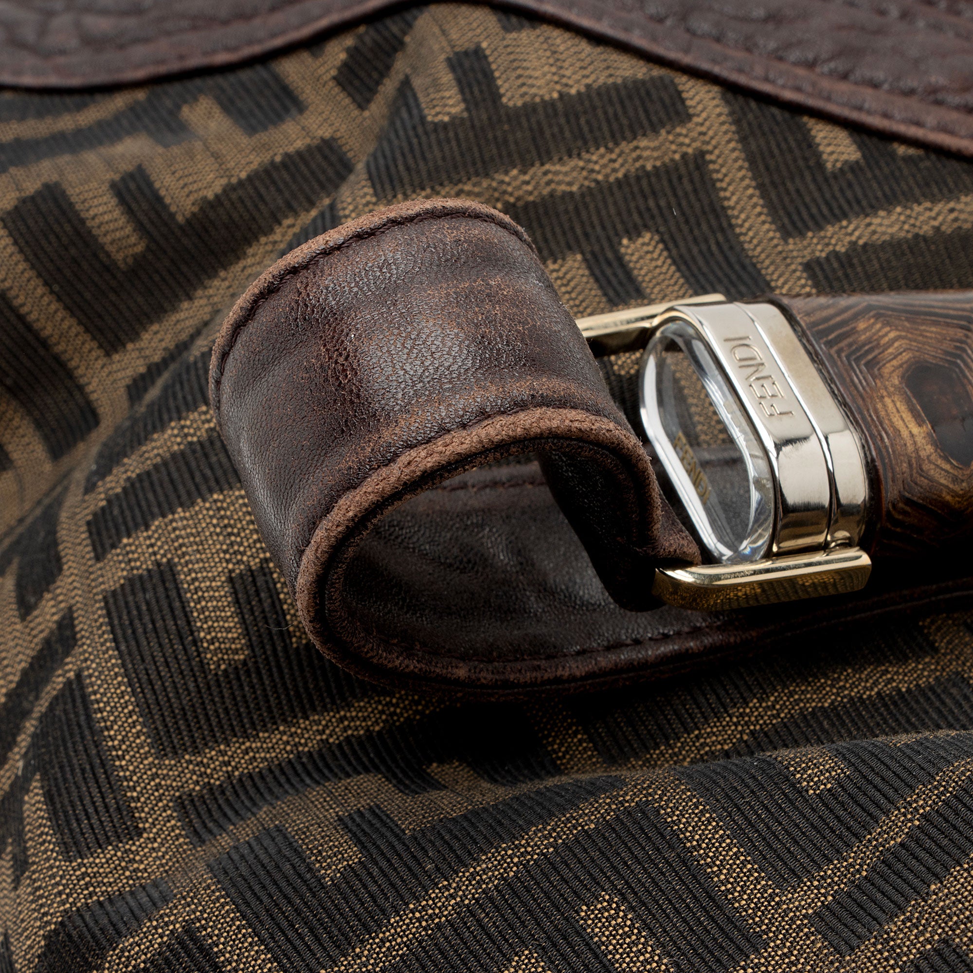 Fendi Zucca Tortuga Leather Spy Satchel (SHF-ls4Vha)