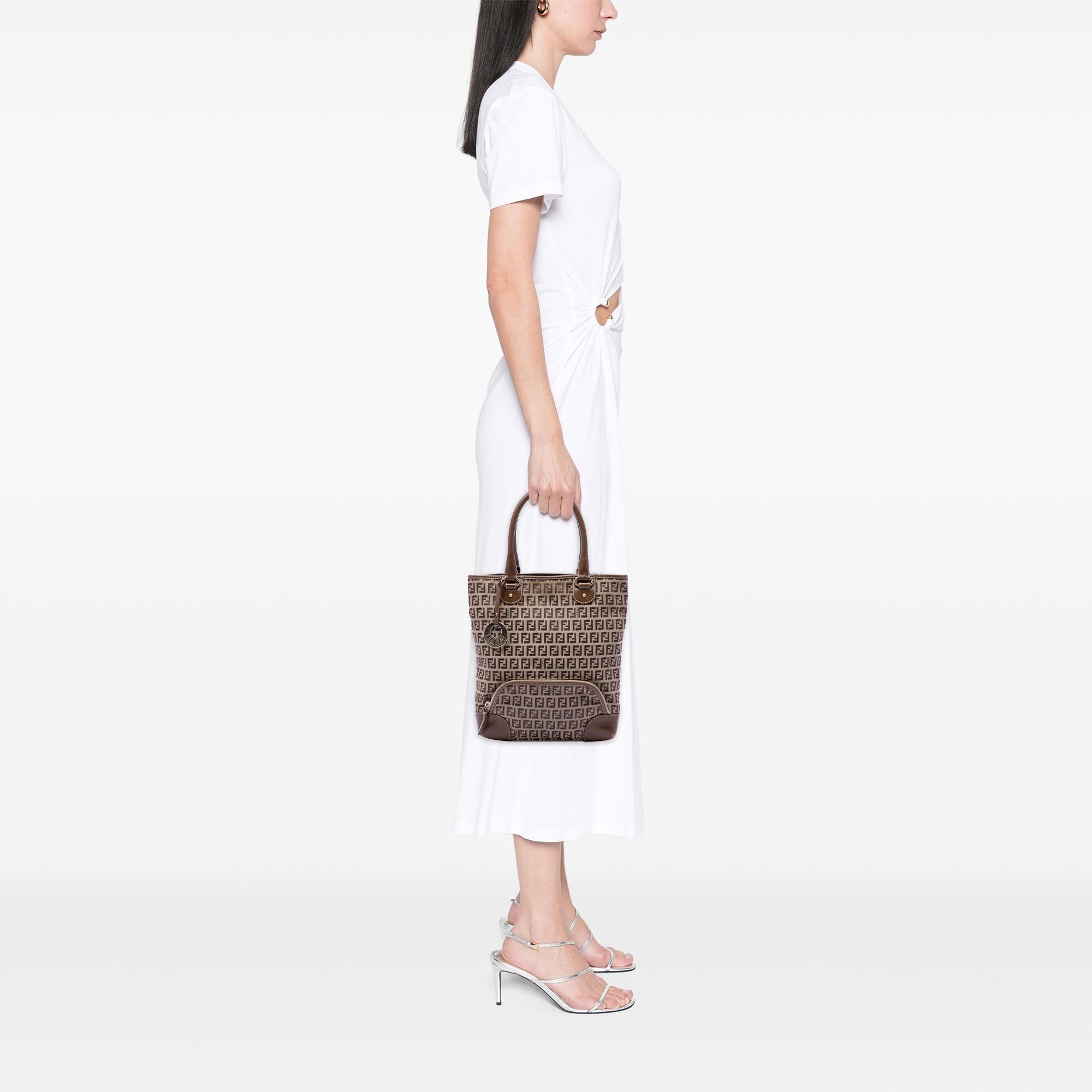 Fendi Zucchino Canvas Chef Front Pocket Shopping Tote