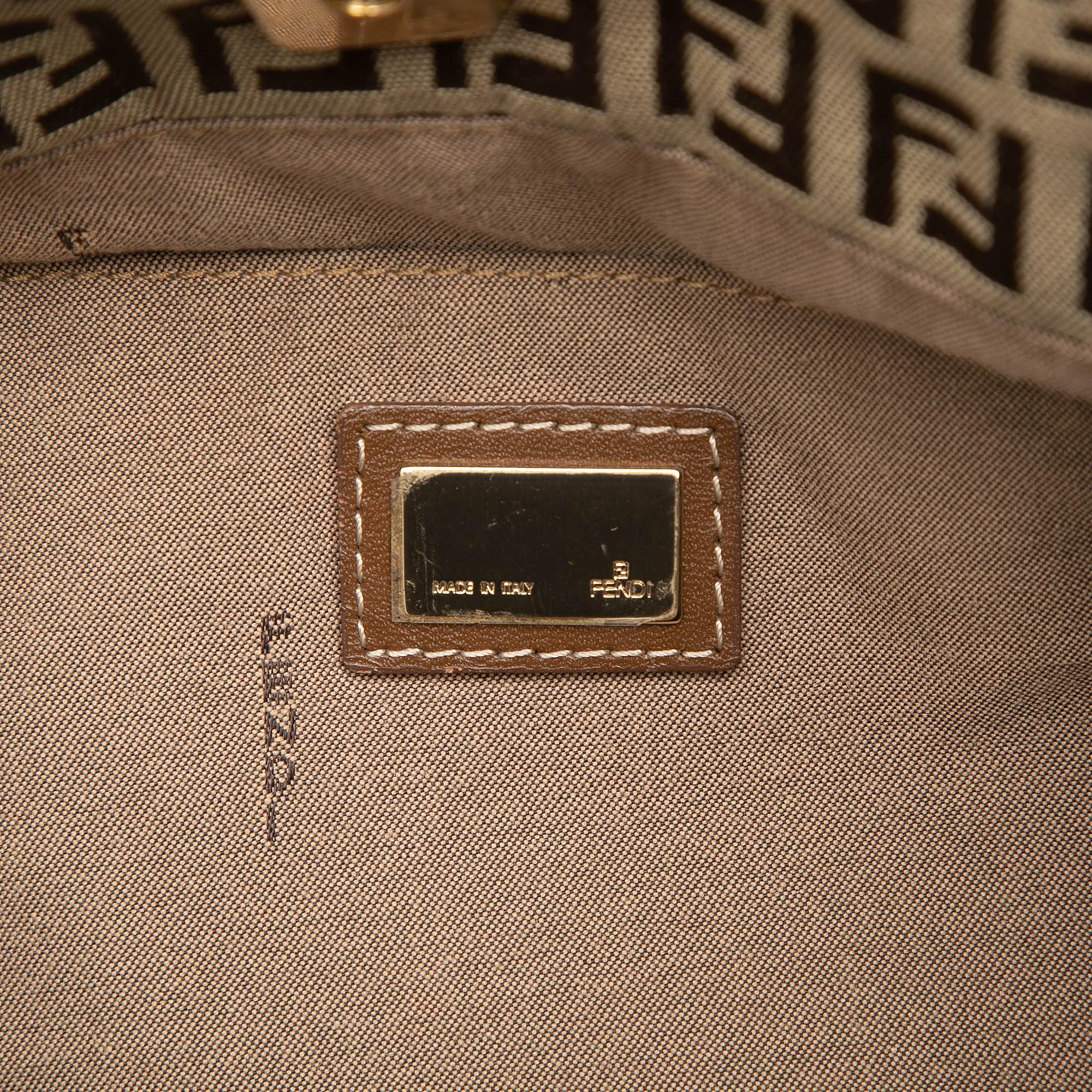 Fendi Zucchino Canvas Chef Front Pocket Shopping Tote