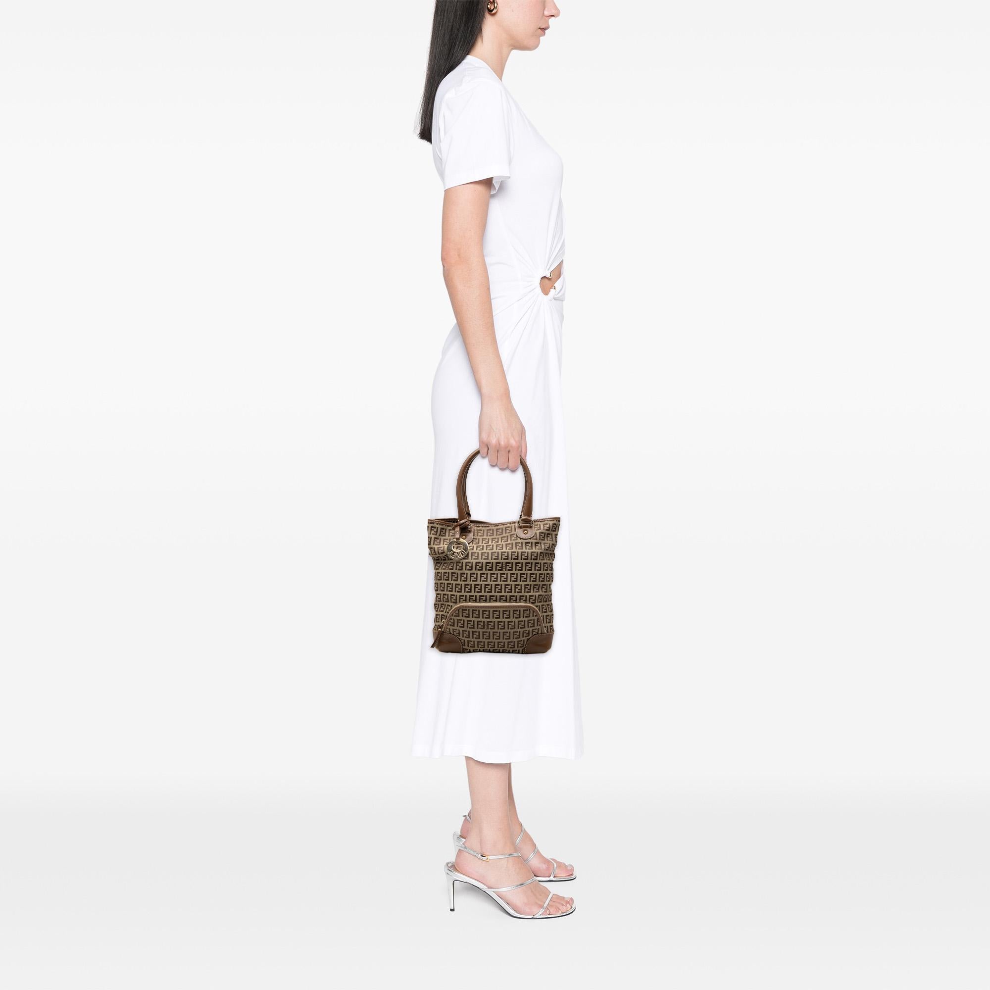 Fendi Zucchino Canvas Chef Front Pocket Shopping Tote
