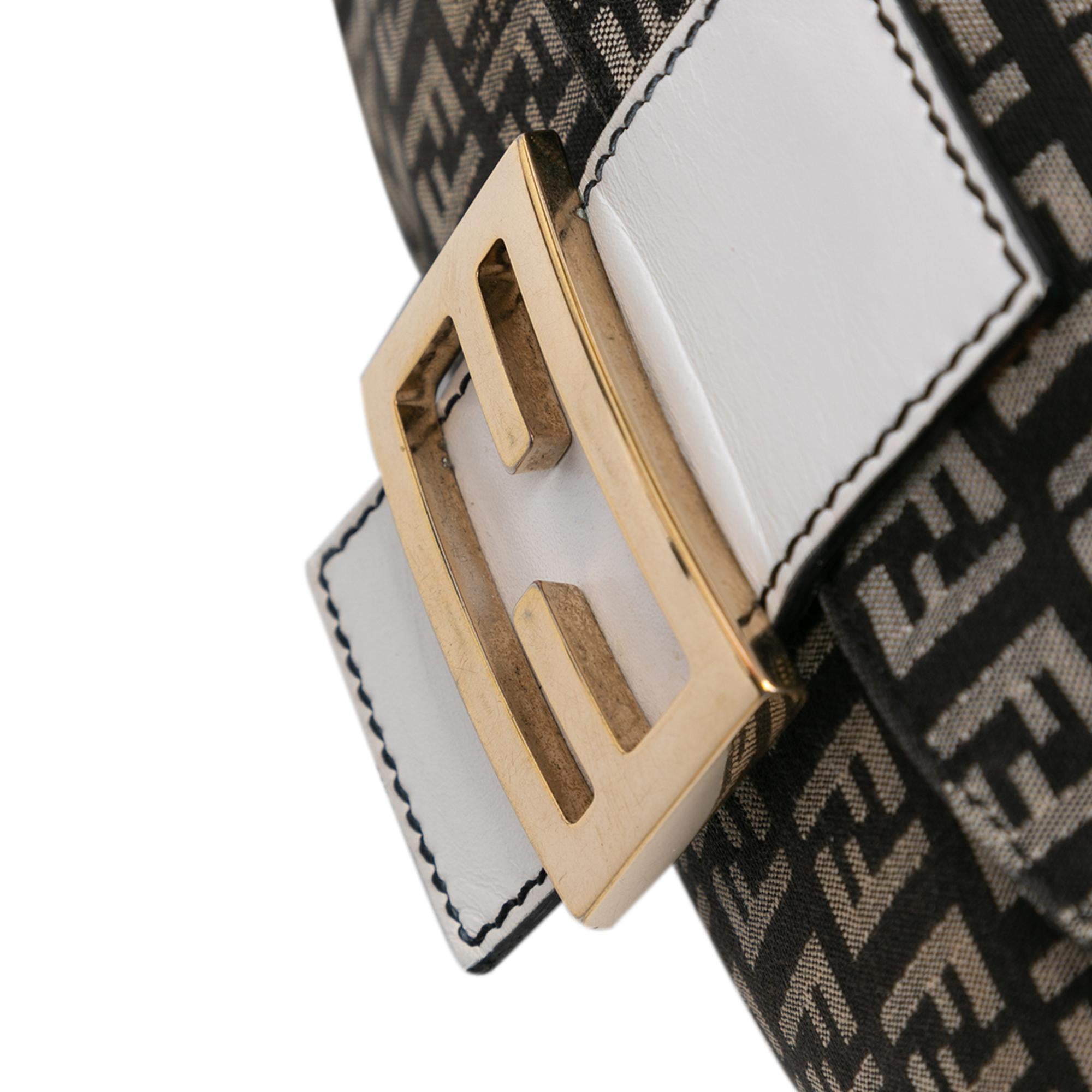 Fendi Zucchino Canvas Double Flap Shoulder Bag
