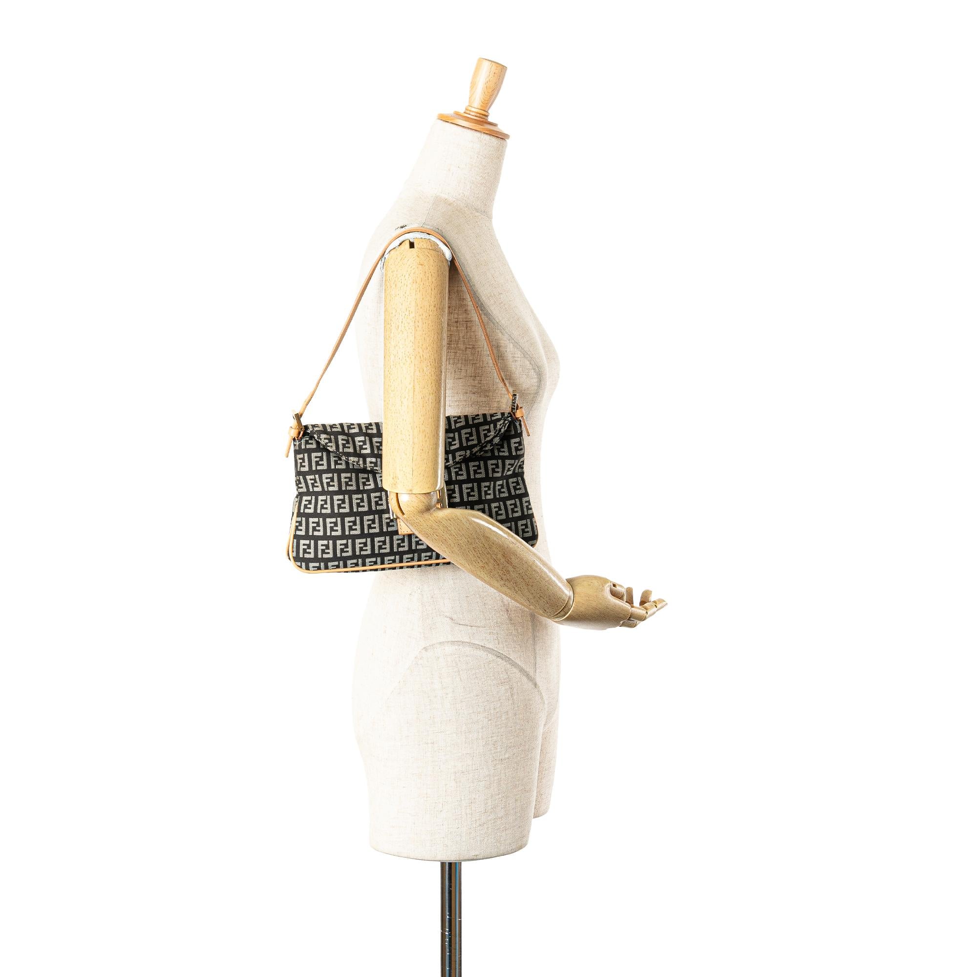 Fendi Zucchino Canvas Double Flap Shoulder Bag