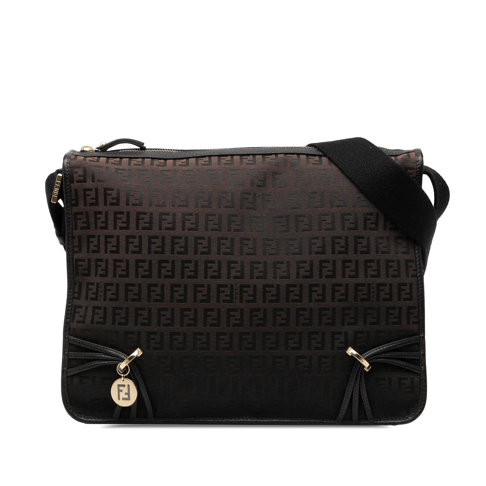 Fendi Zucchino Canvas F Charm Crossbody
