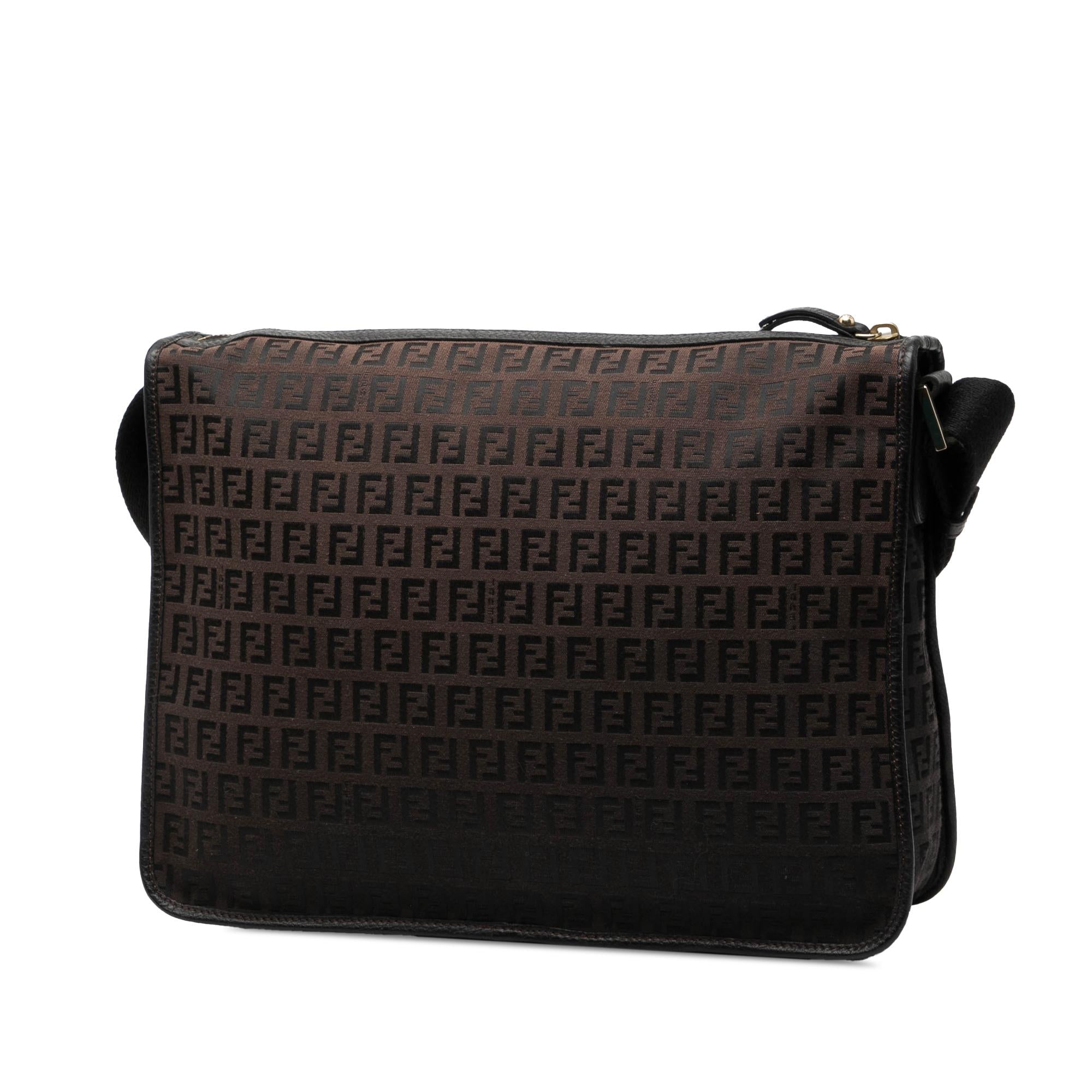 Fendi Zucchino Canvas F Charm Crossbody