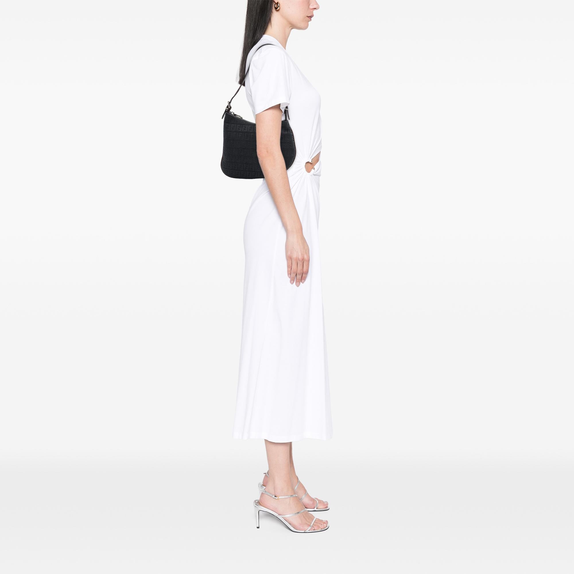 Fendi Zucchino Canvas Oyster Shoulder Bag