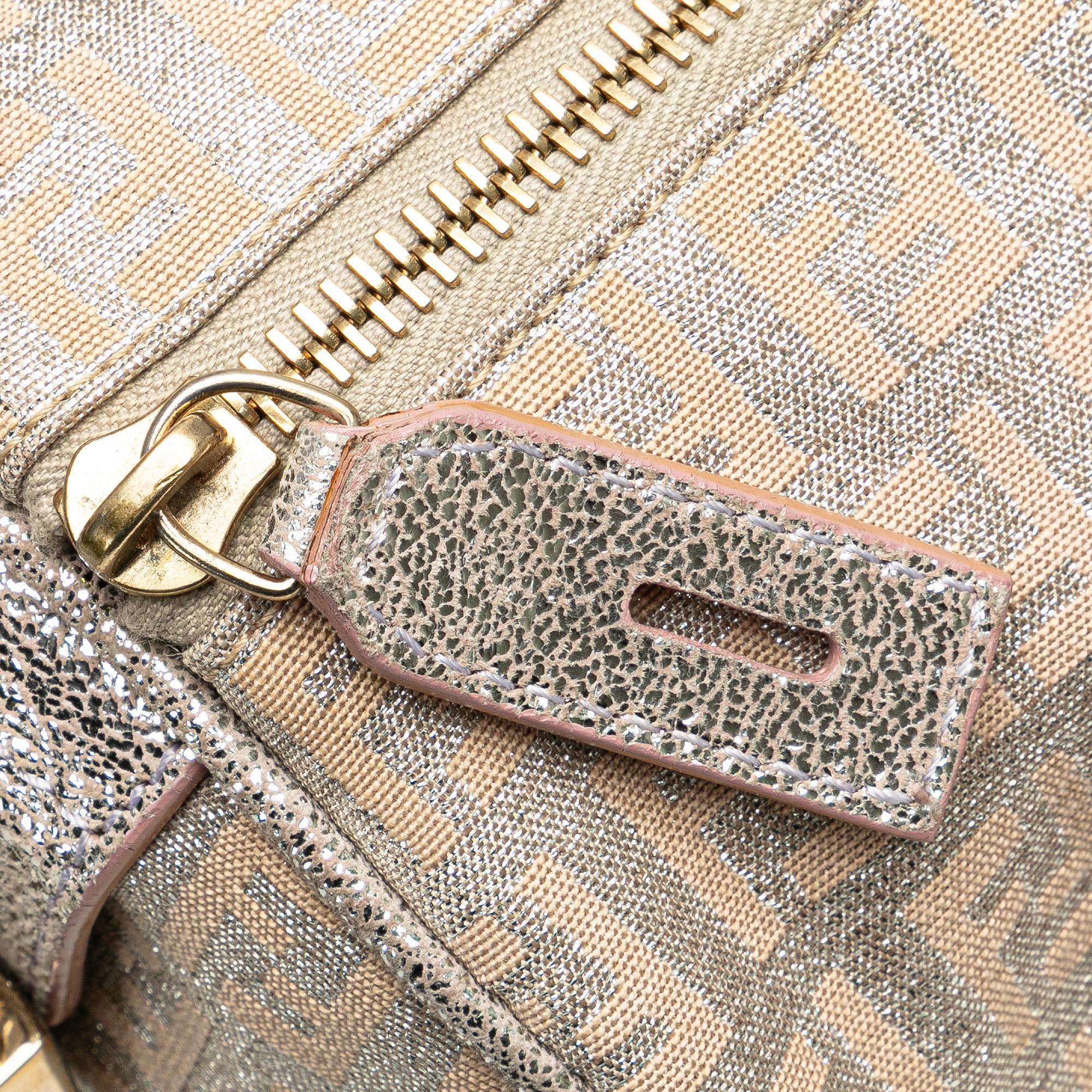 Fendi Zucchino Canvas Shine Bauletto Forever (SHG-bMkXTK)