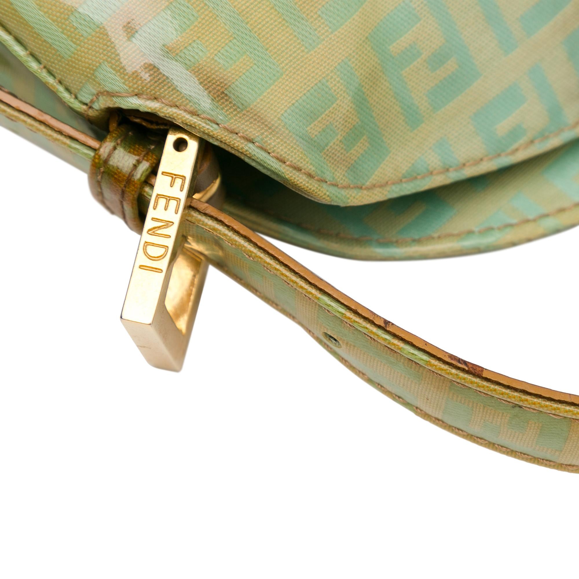 Fendi Zucchino Crystal Double Flap Shoulder Bag