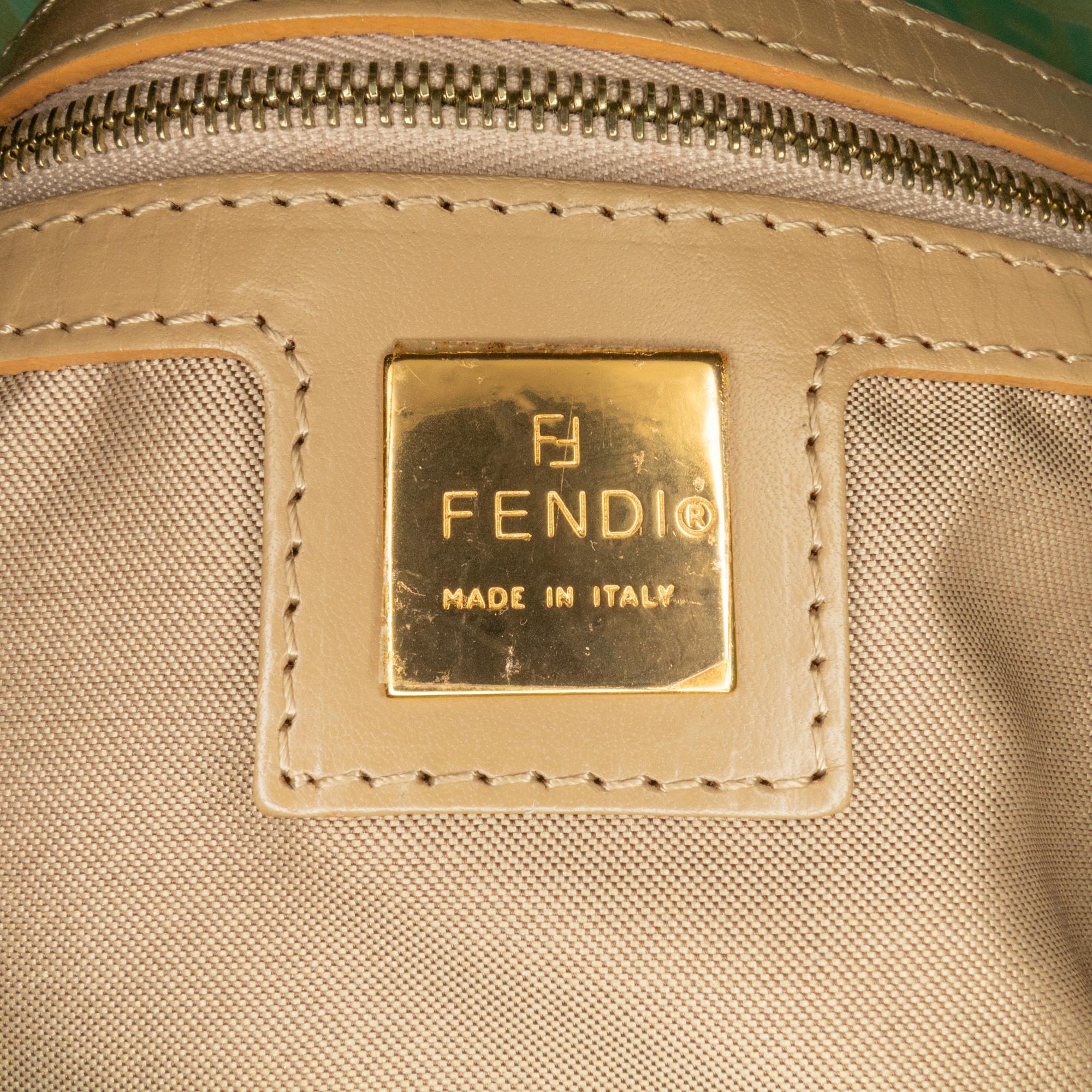 Fendi Zucchino Crystal Double Flap Shoulder Bag