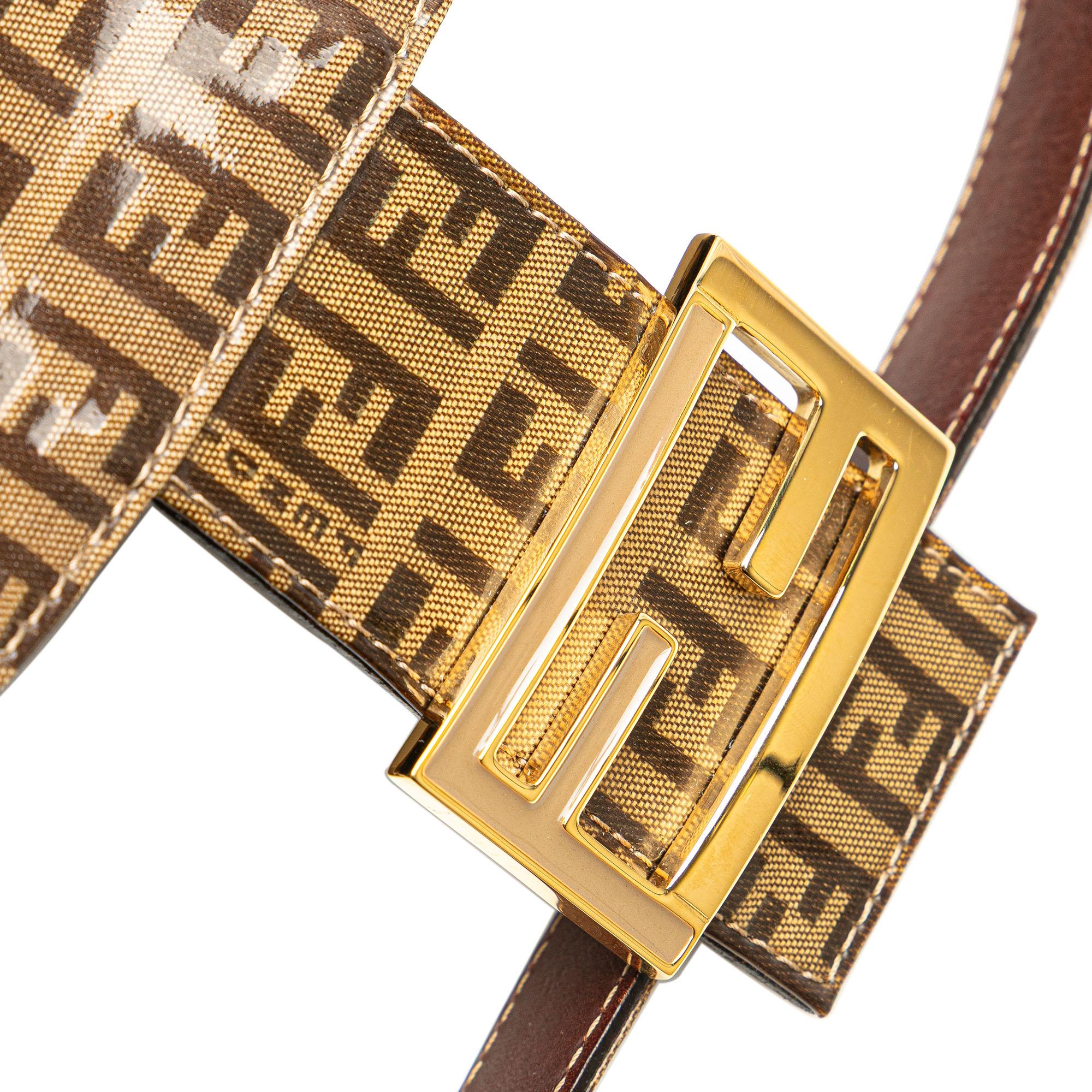 Fendi Zucchino Crystal Double Flap Shoulder Bag