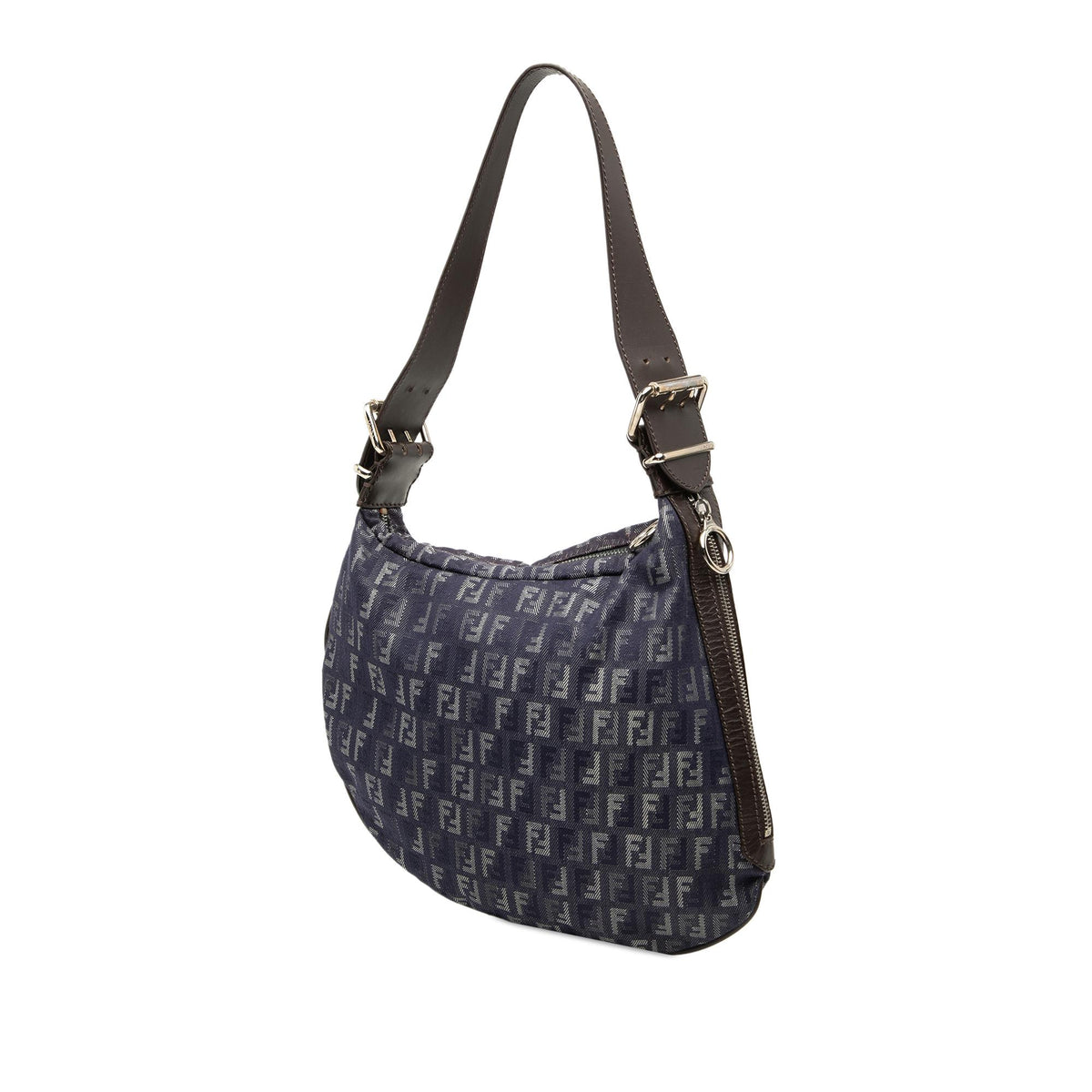 Fendi Zucchino Denim Oyster Shoulder Bag