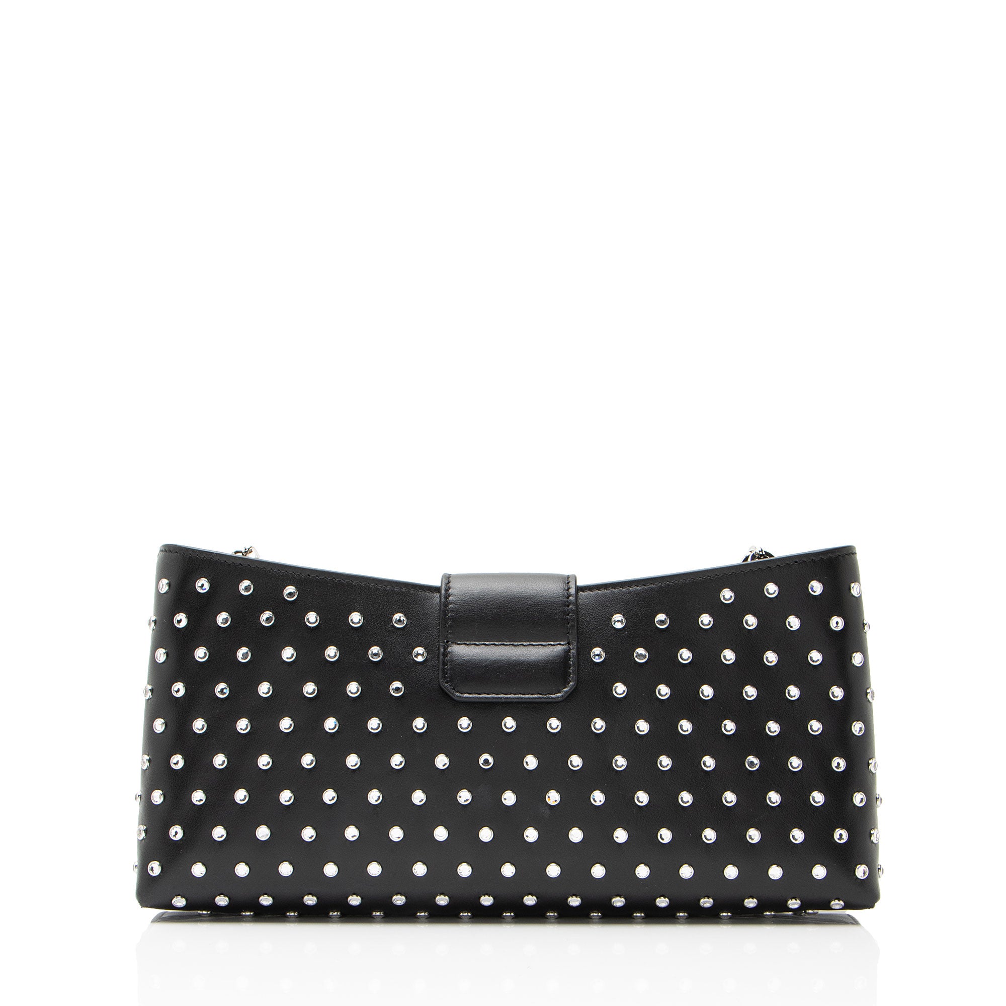 Ferragamo Leather Crystal Trifolio Chain Shoulder Bag